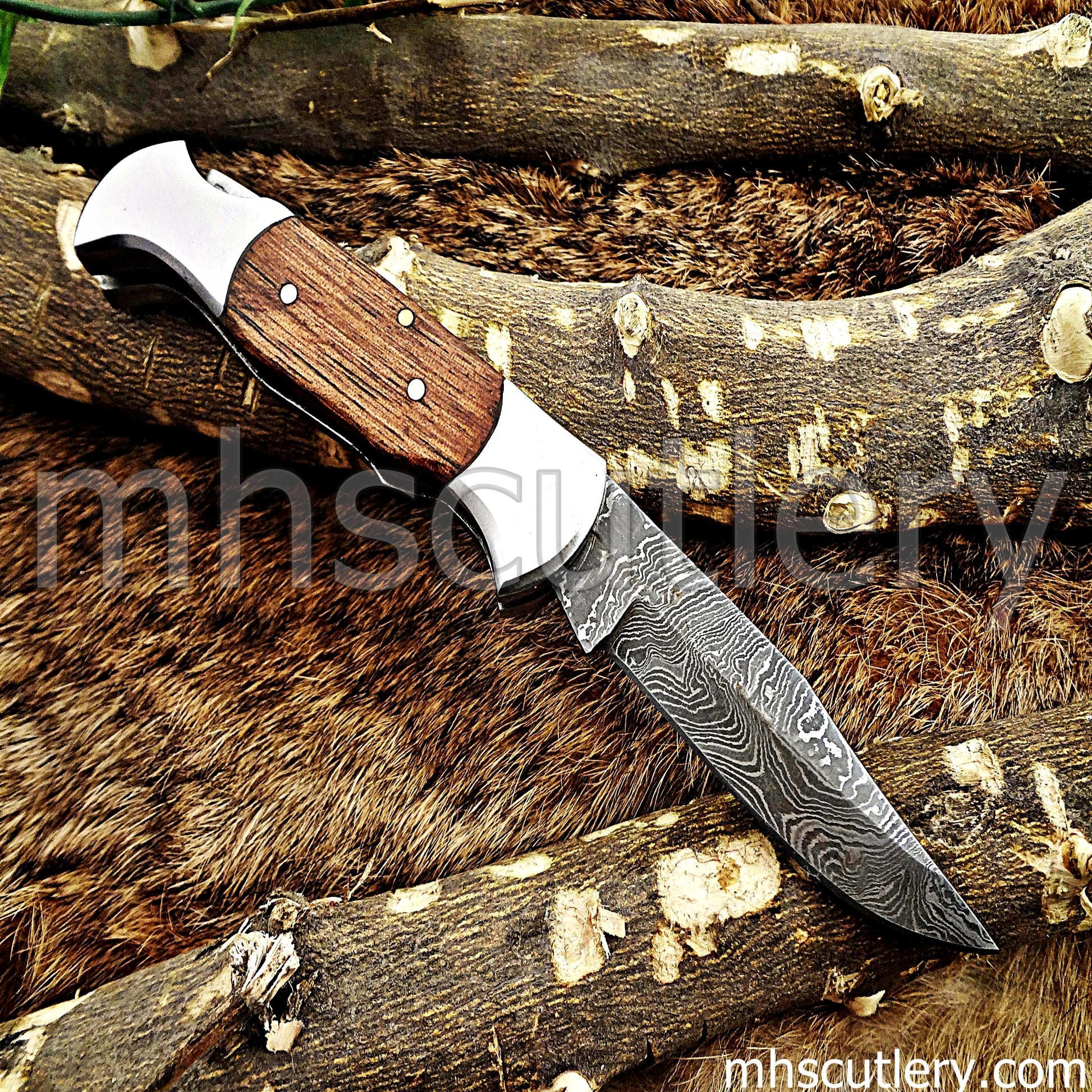 Handmade Damascus Steel Classic Folding Knife | mhscutlery
