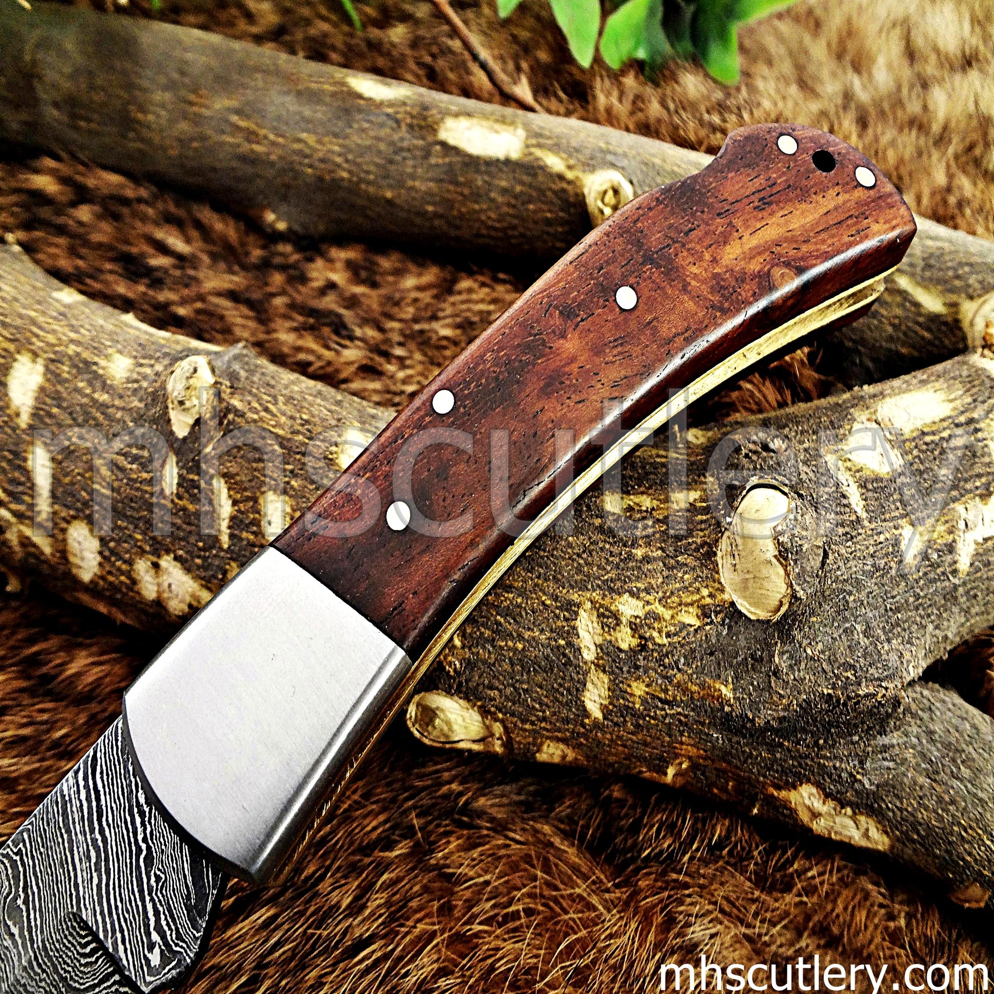Damascus Steel Traditional Folding Knife | mhscutlery