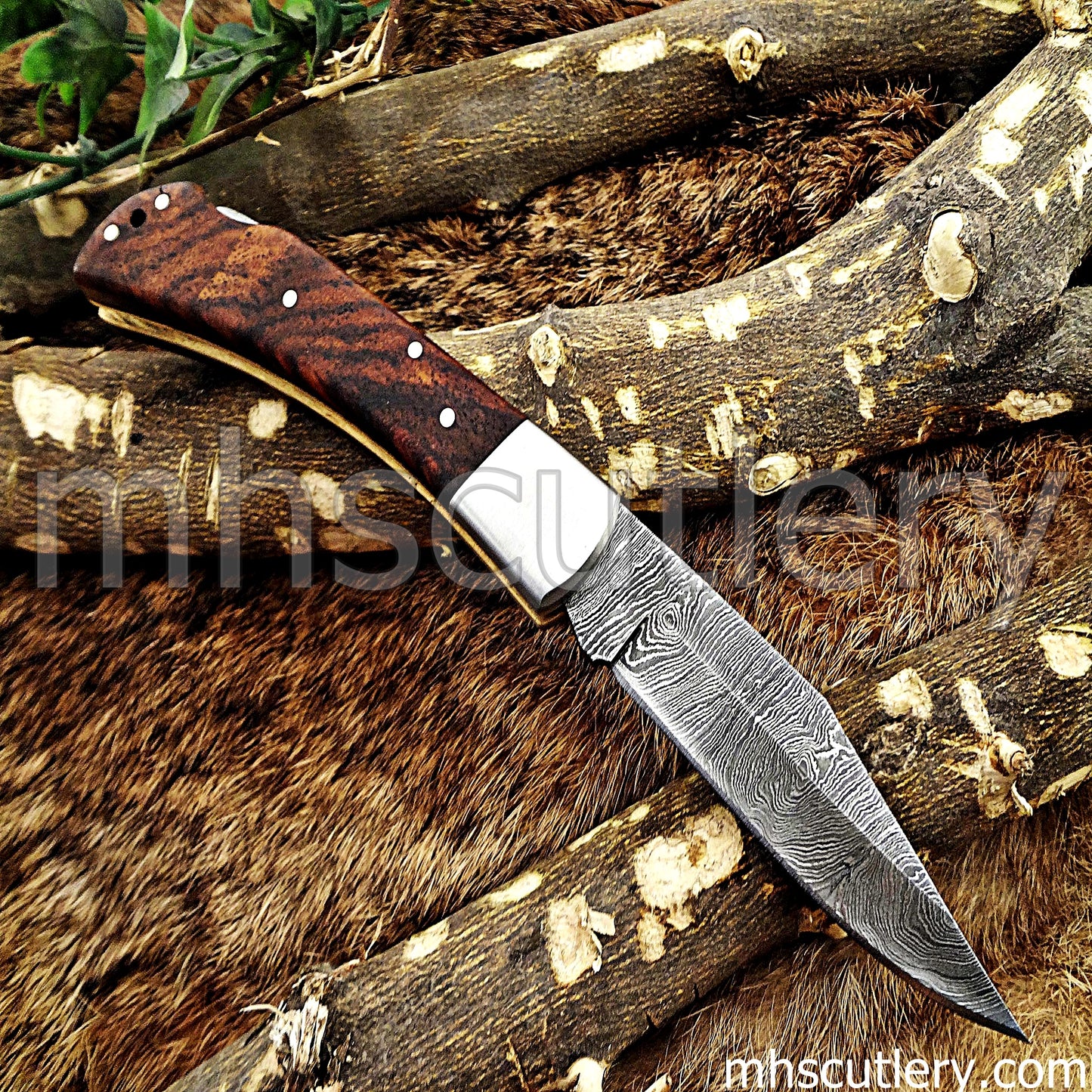 Damascus Steel Traditional Folding Knife | mhscutlery