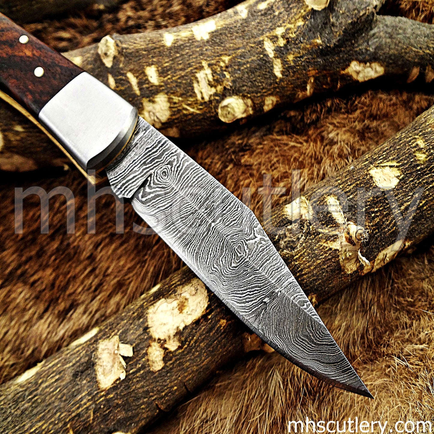 Damascus Steel Traditional Folding Knife | mhscutlery