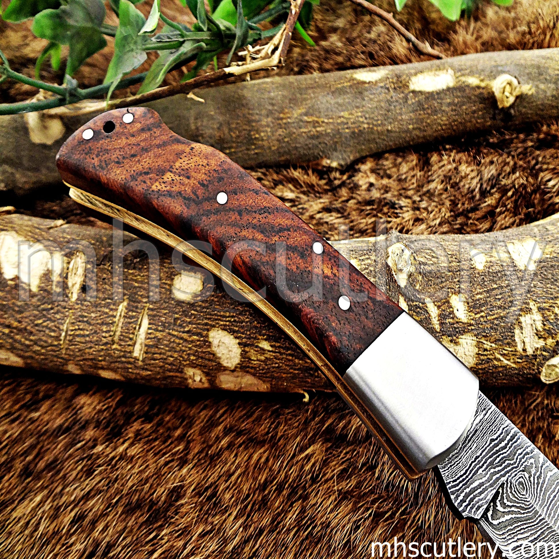 Damascus Steel Traditional Folding Knife | mhscutlery
