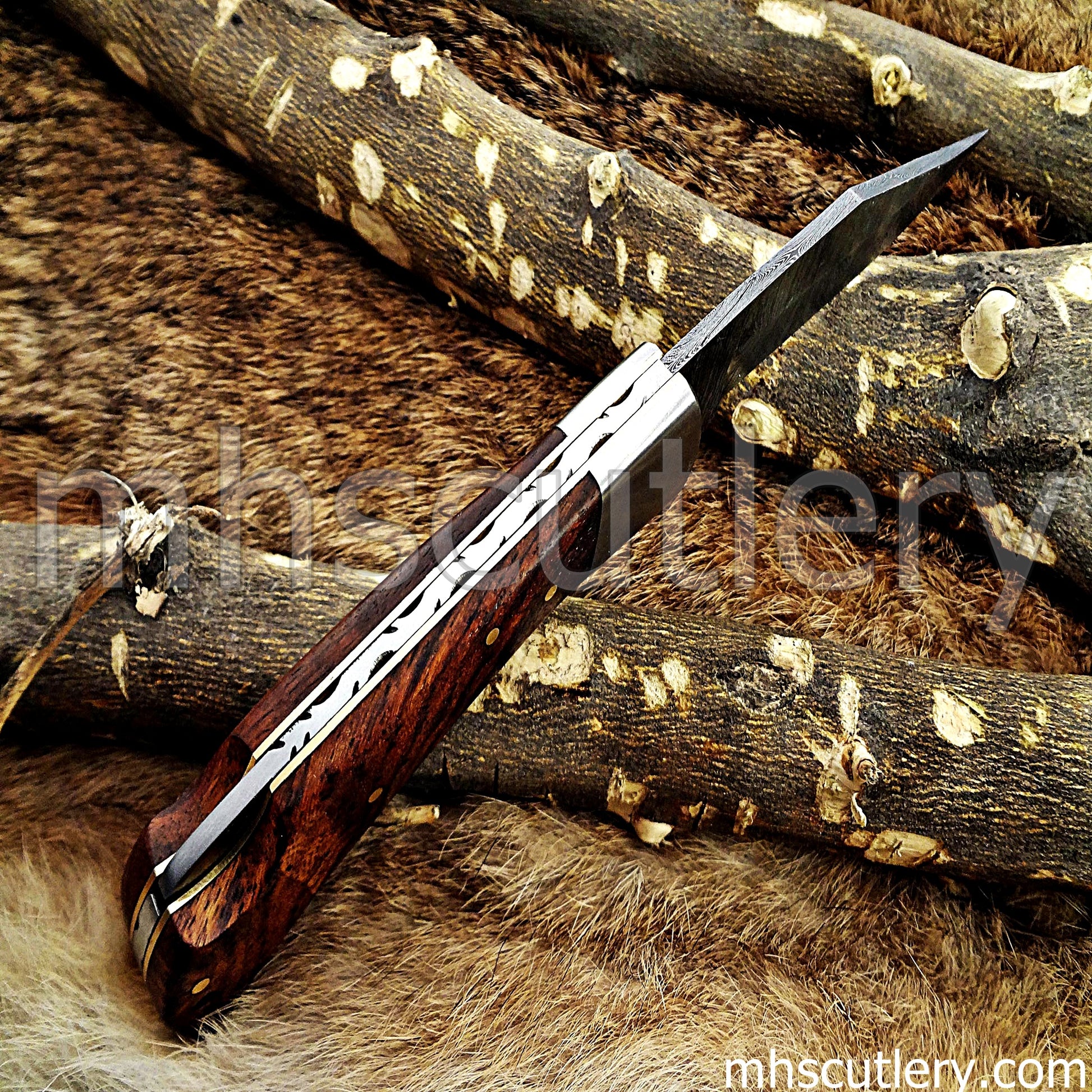 Damascus Steel Traditional Folding Knife | mhscutlery
