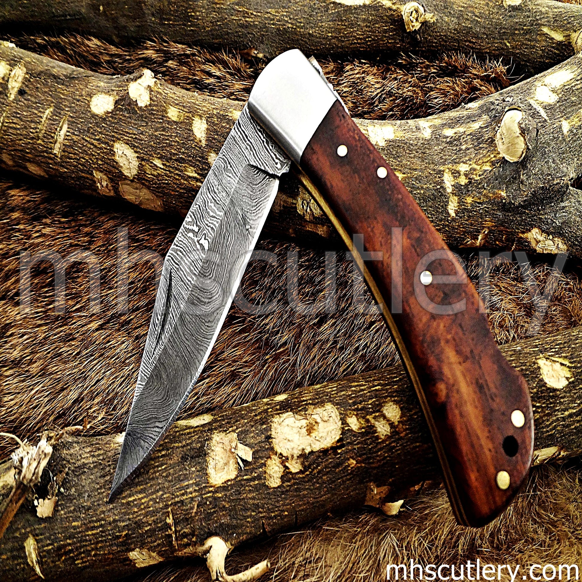 Damascus Steel Traditional Folding Knife | mhscutlery