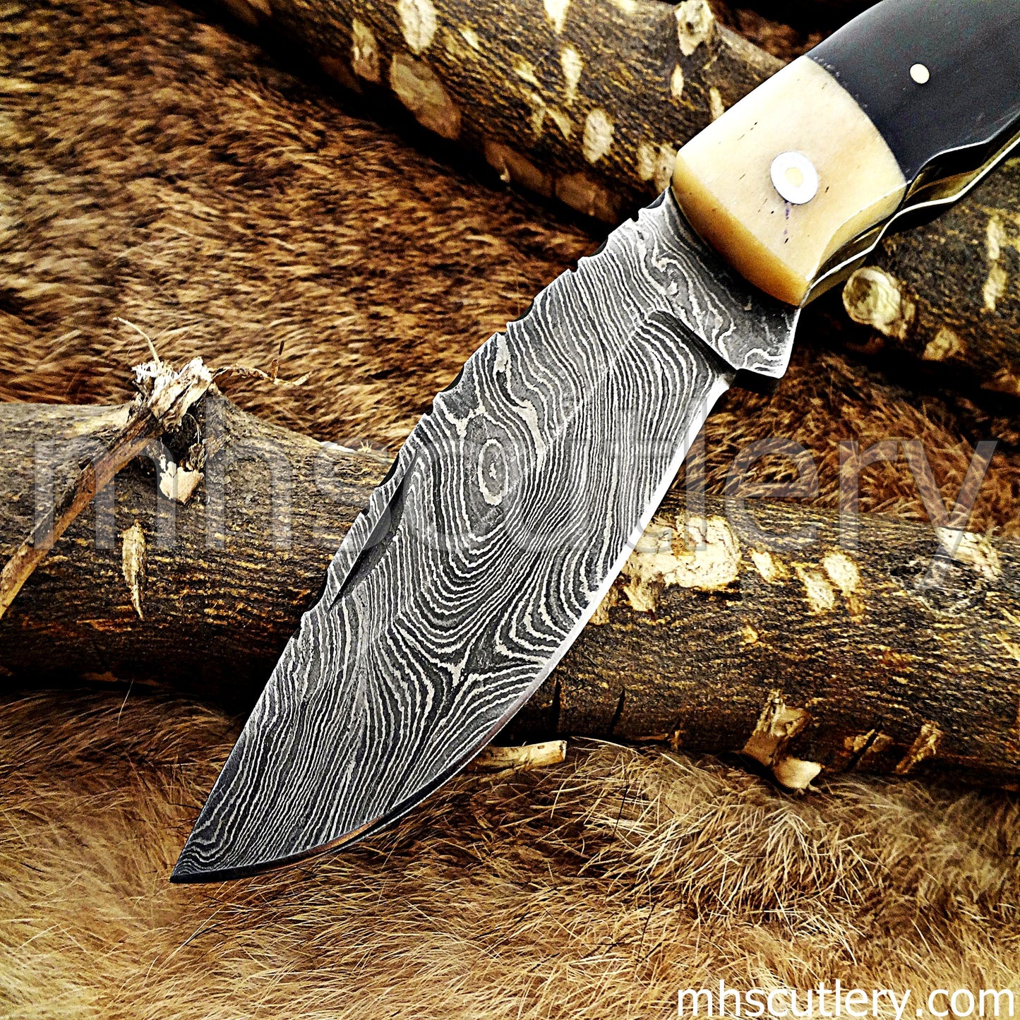 Damascus Steel Classic Pocket Knife | mhscutlery