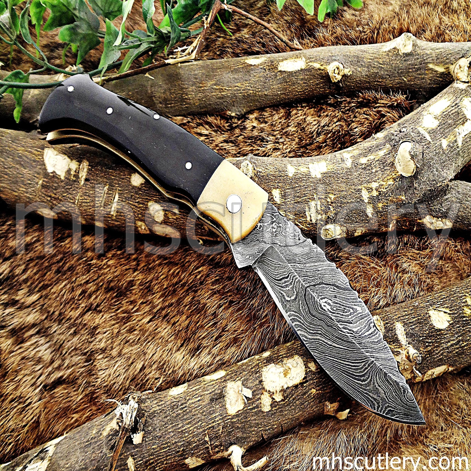Damascus Steel Classic Pocket Knife | mhscutlery