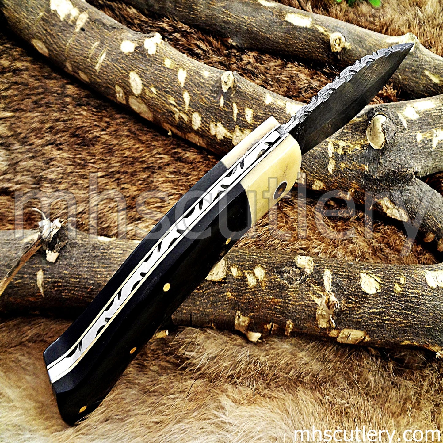 Damascus Steel Classic Pocket Knife | mhscutlery