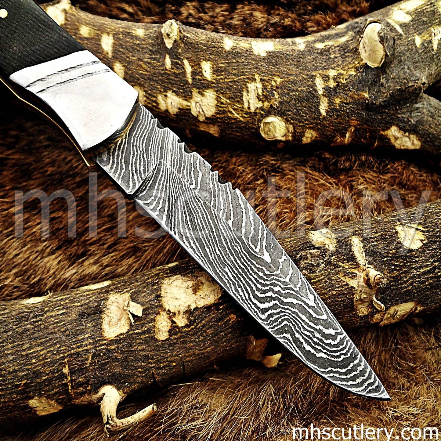 Custom Hand Forged Damascus Steel French Corkscrew Folding Pocket Knife | mhscutlery