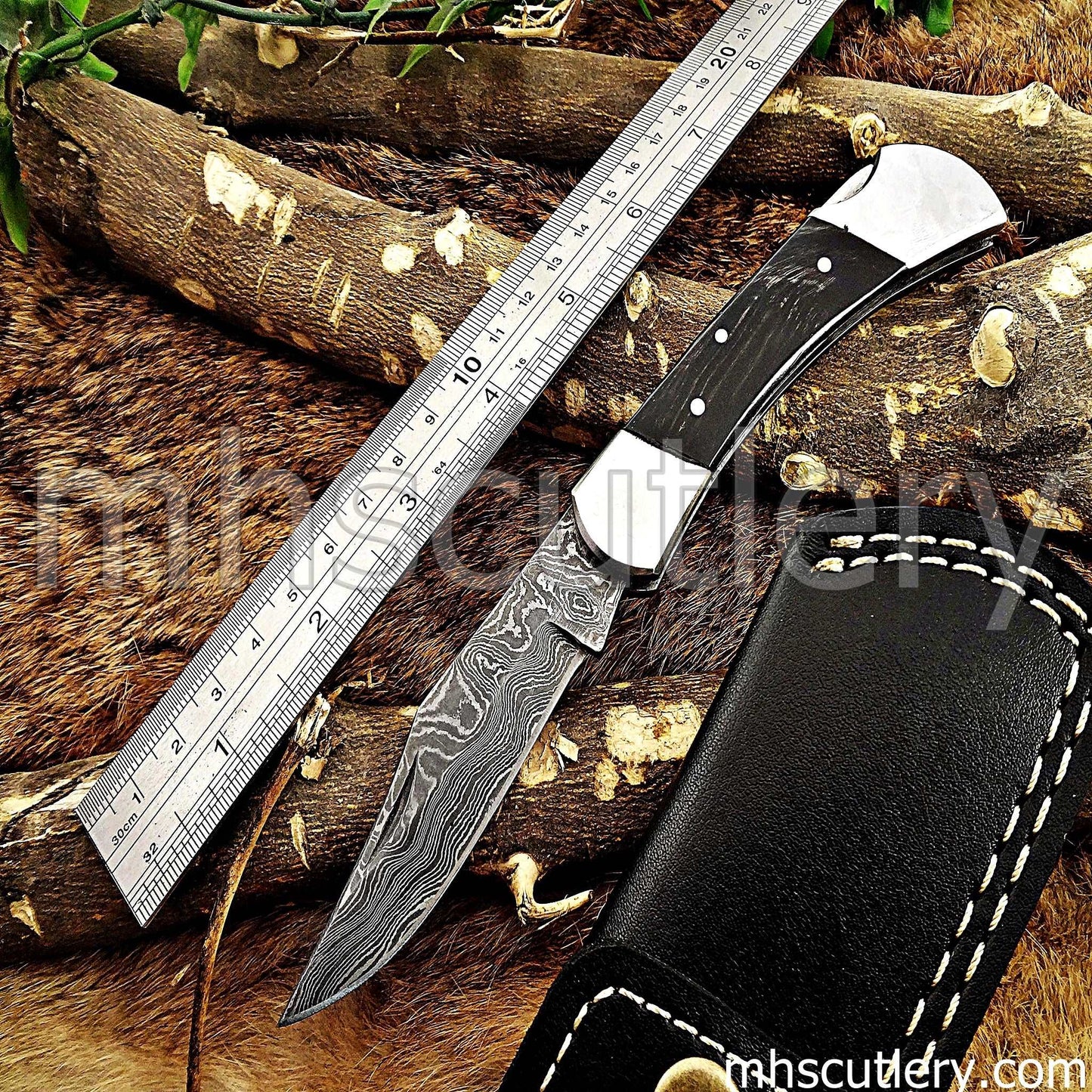 Custom Hand Forged Damascus Steel Buck Folder Lookalike | mhscutlery