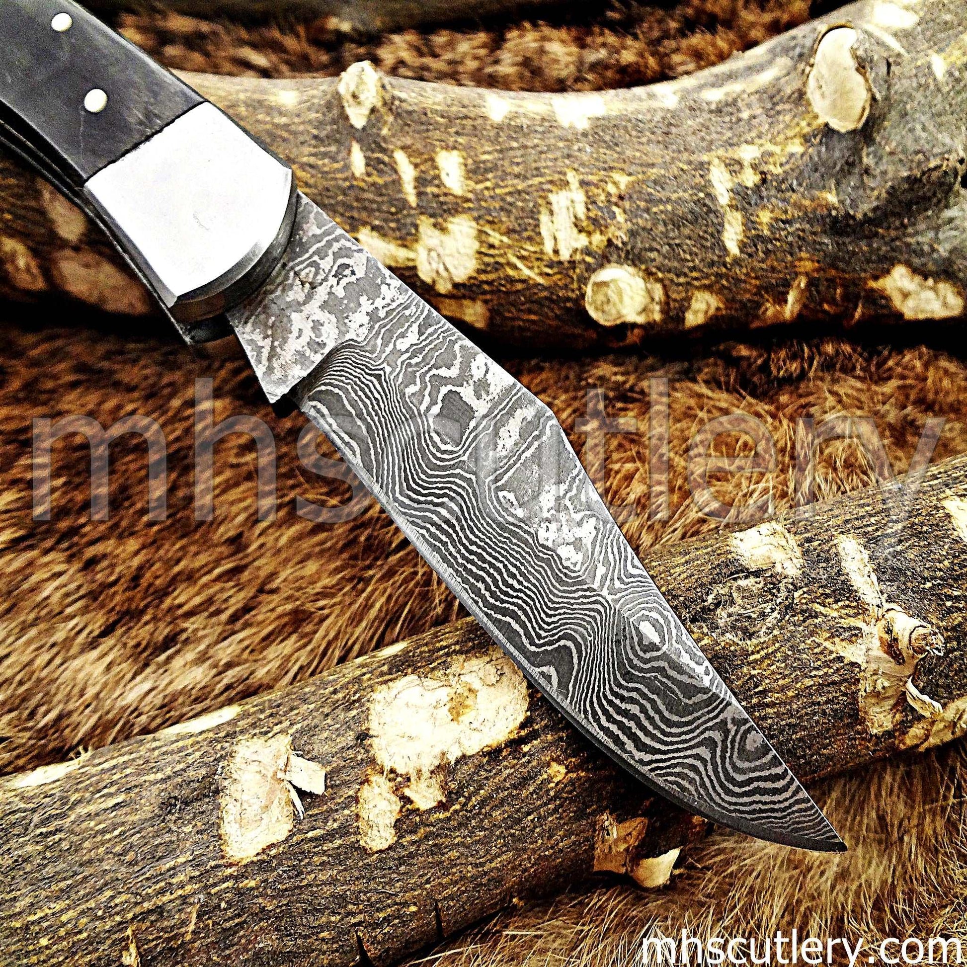 Custom Hand Forged Damascus Steel Buck Folder Lookalike | mhscutlery