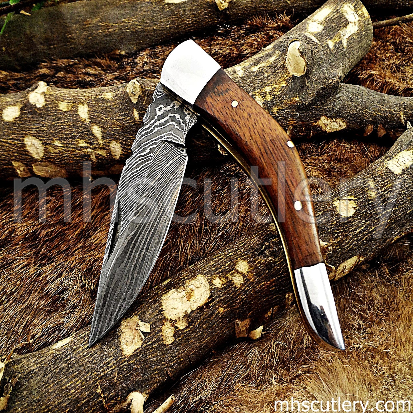 Custom Handmade Damascus Steel Folder Knife | mhscutlery
