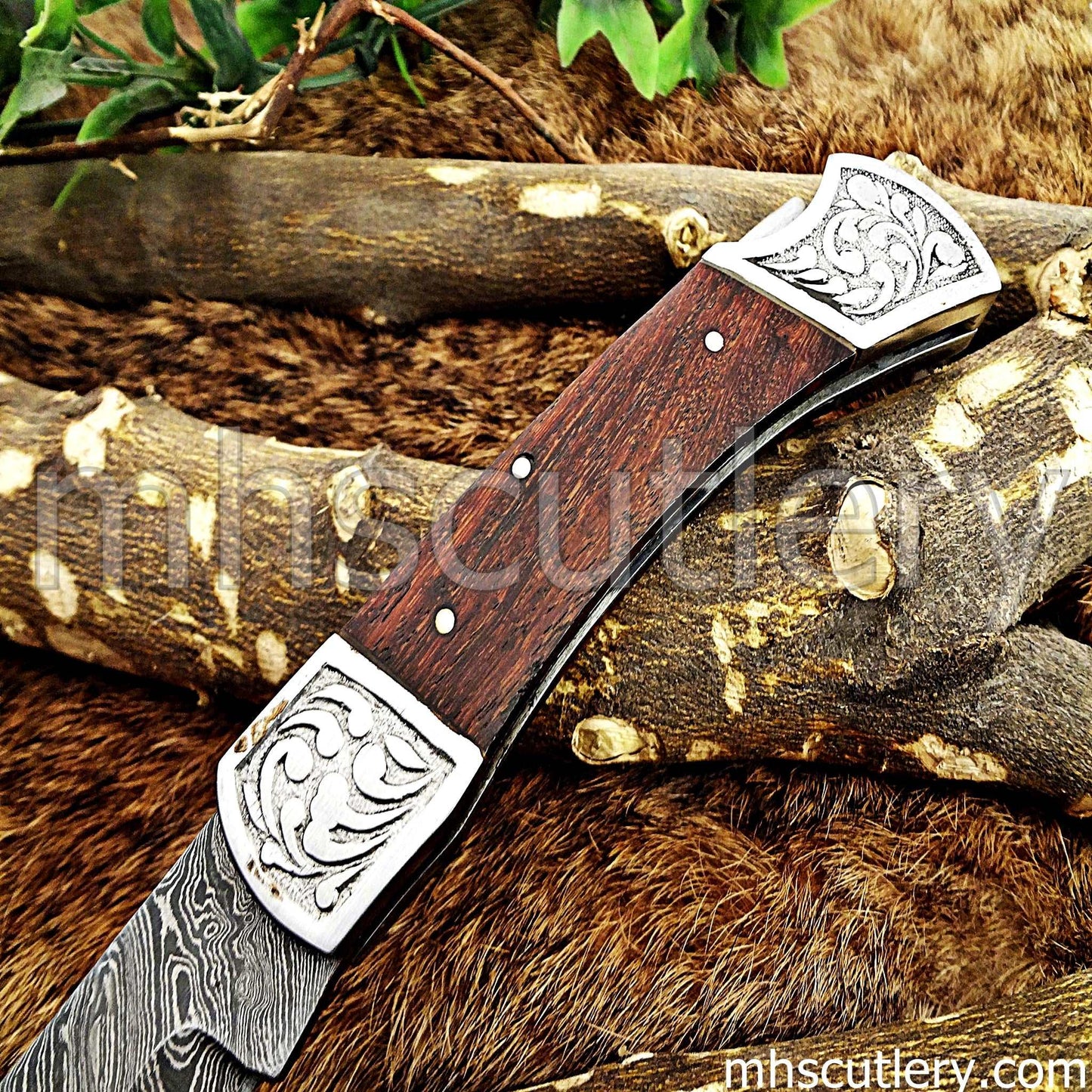 Custom Hand Forged Damascus Steel Classic Folding Pocket Knife | mhscutlery