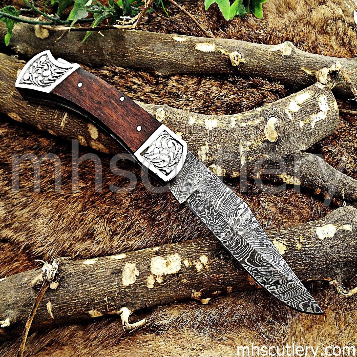 Custom Hand Forged Damascus Steel Classic Folding Pocket Knife | mhscutlery