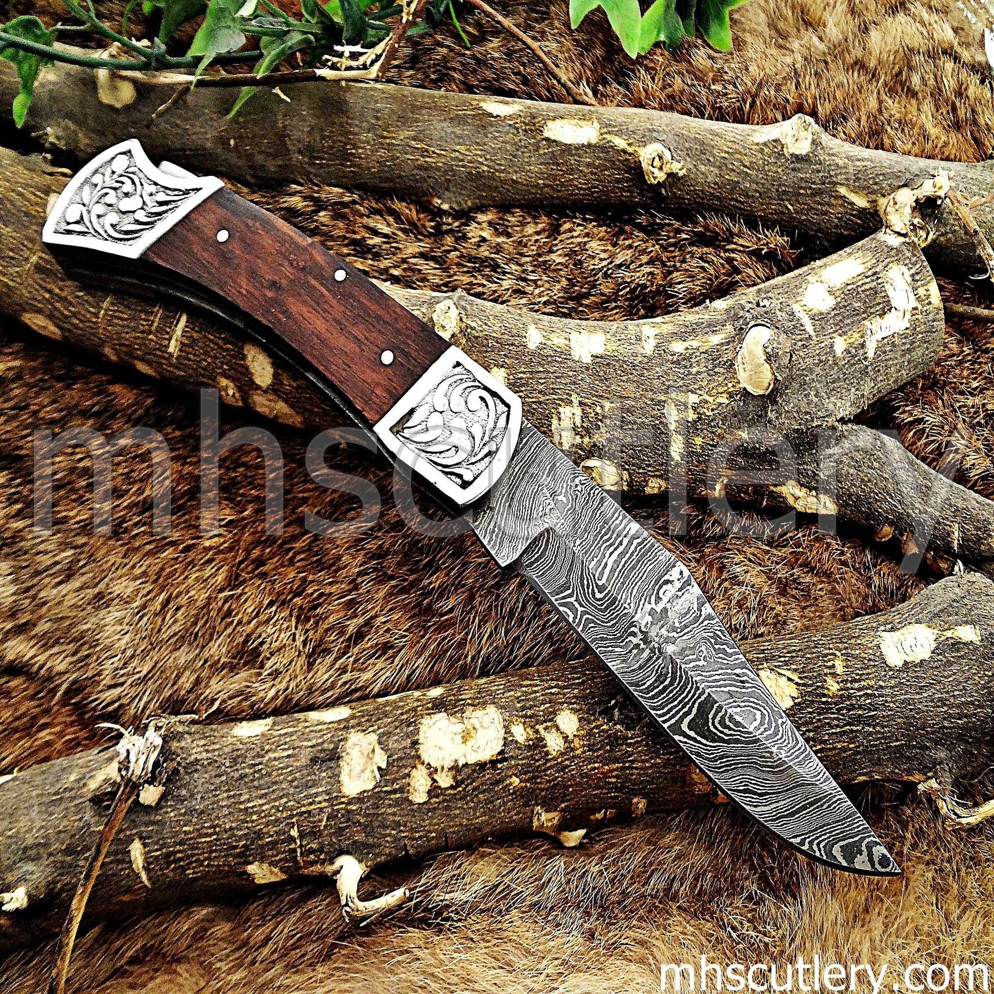 Custom Hand Forged Damascus Steel Classic Folding Pocket Knife | mhscutlery