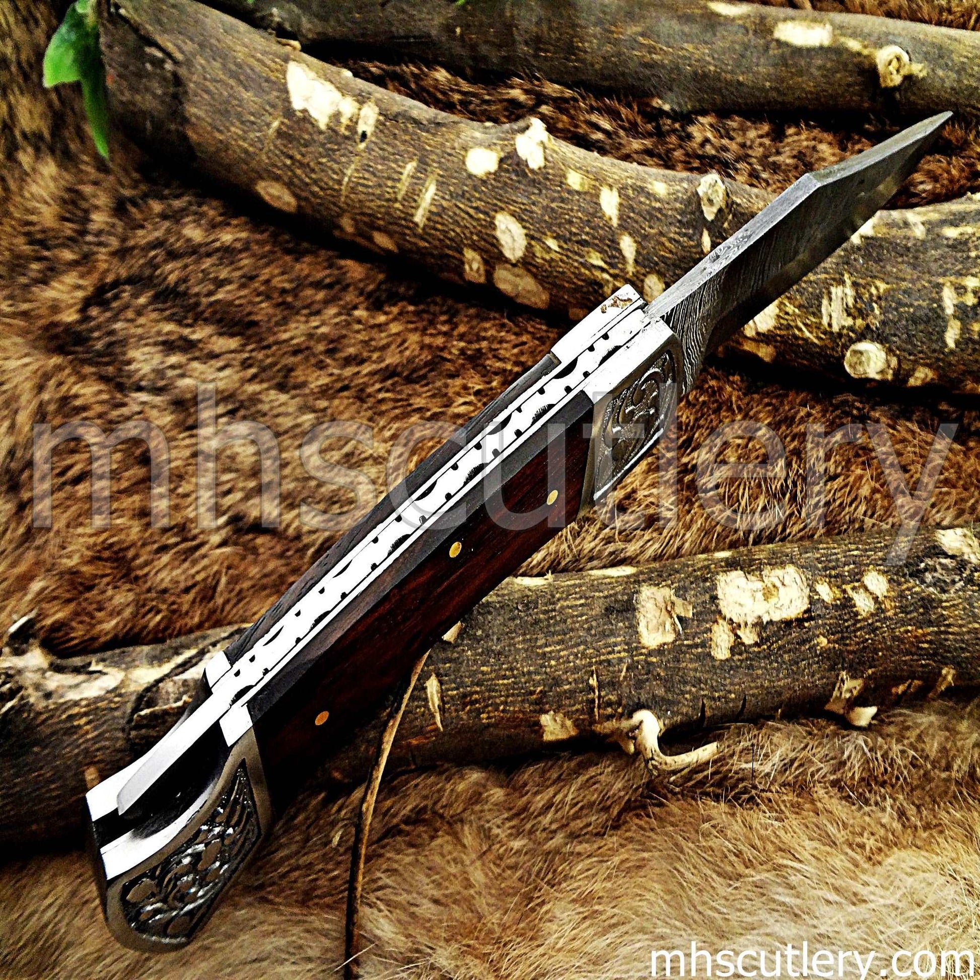 Custom Hand Forged Damascus Steel Classic Folding Pocket Knife | mhscutlery