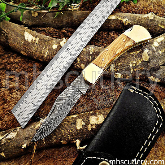 Handmade Damascus Steel Classic Traditional Folding Knife | mhscutlery