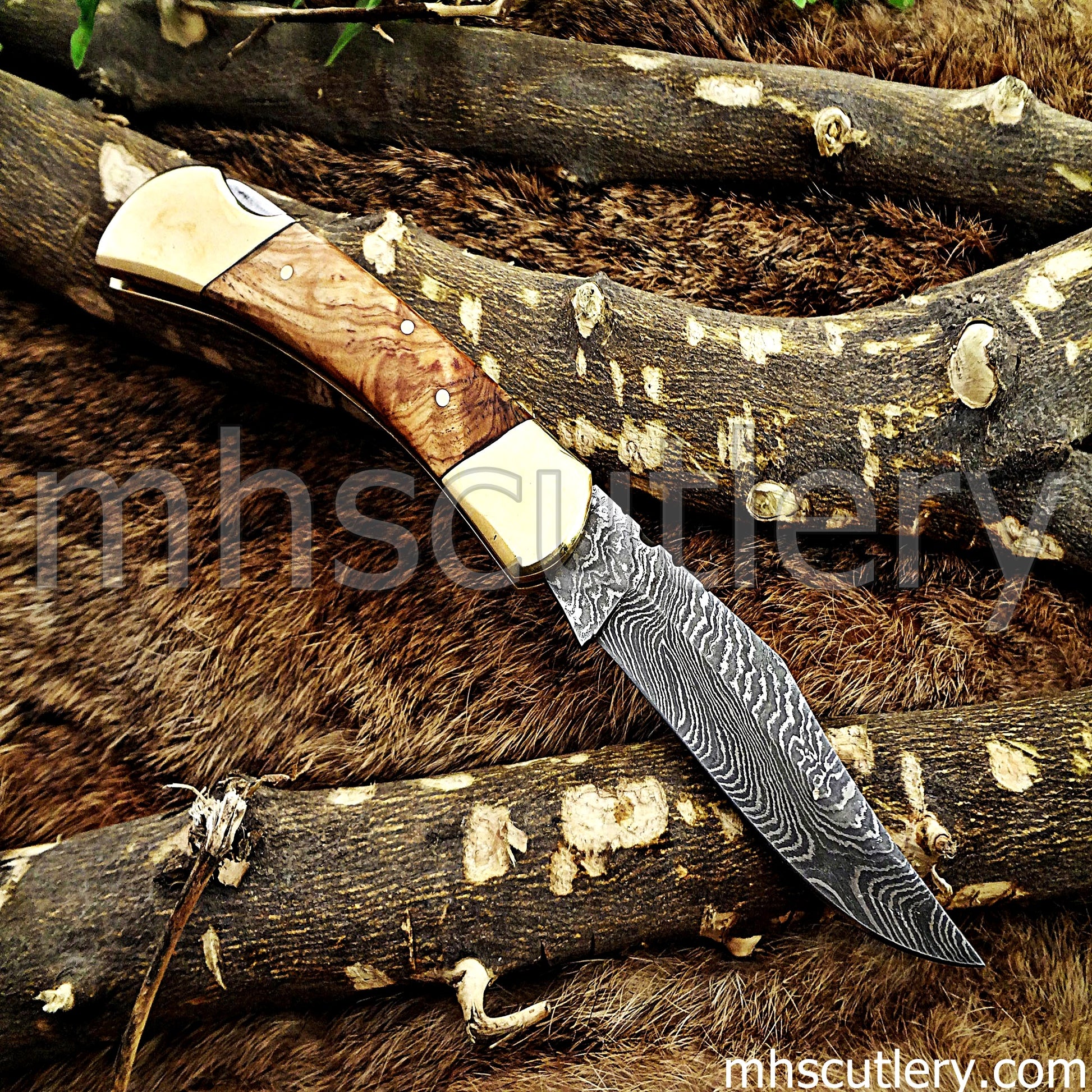 Handmade Damascus Steel Classic Traditional Folding Knife | mhscutlery