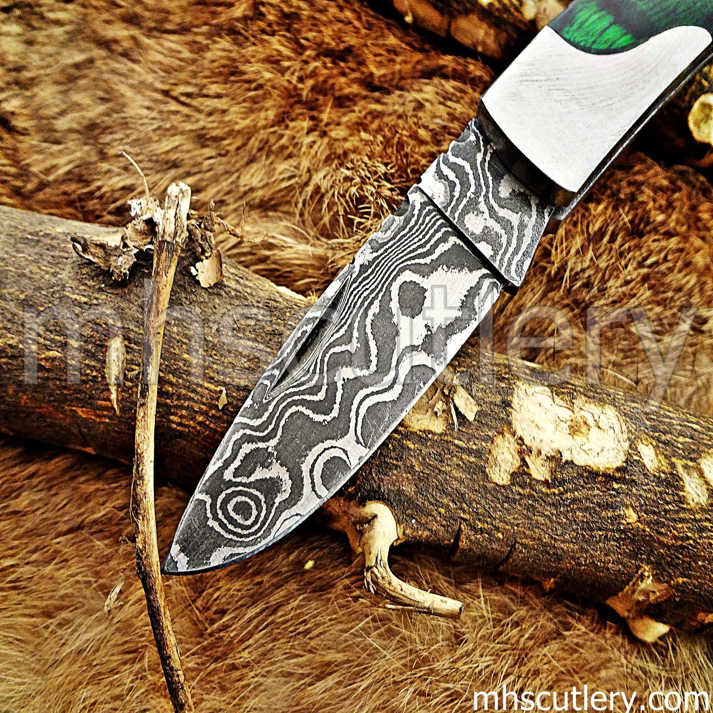 Damascus Steel Mini EDC Folding Knife | mhscutlery