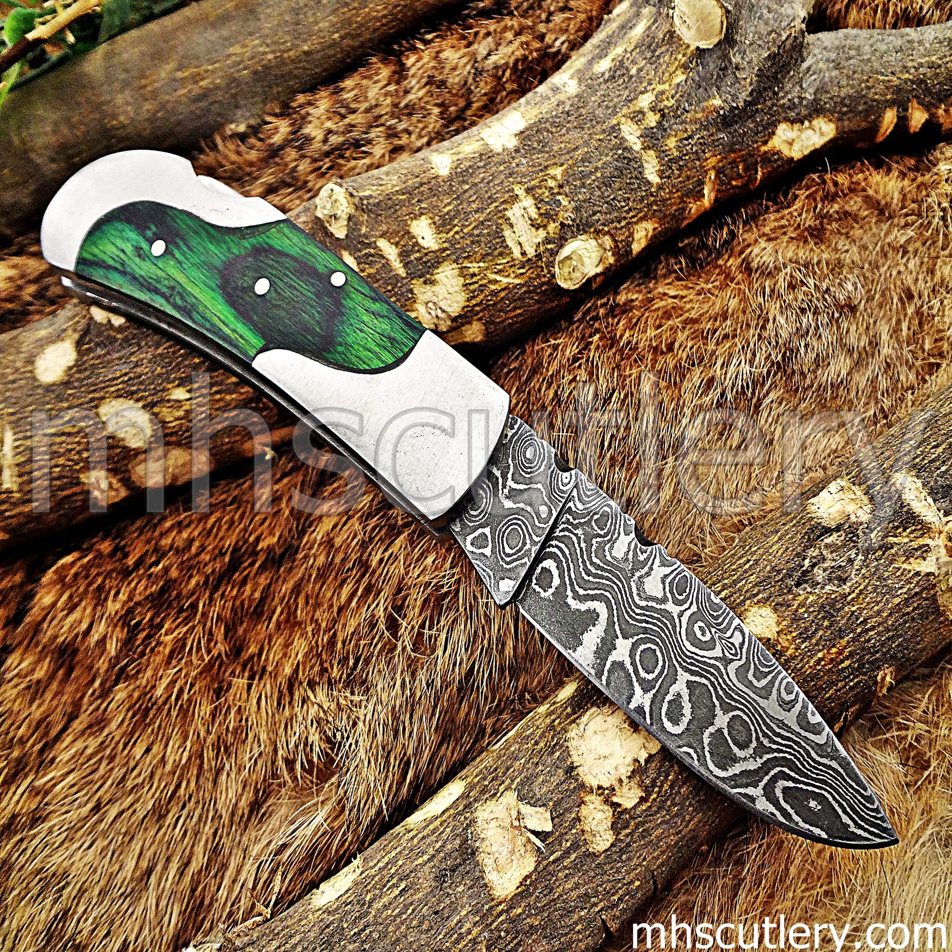 Damascus Steel Mini EDC Folding Knife | mhscutlery