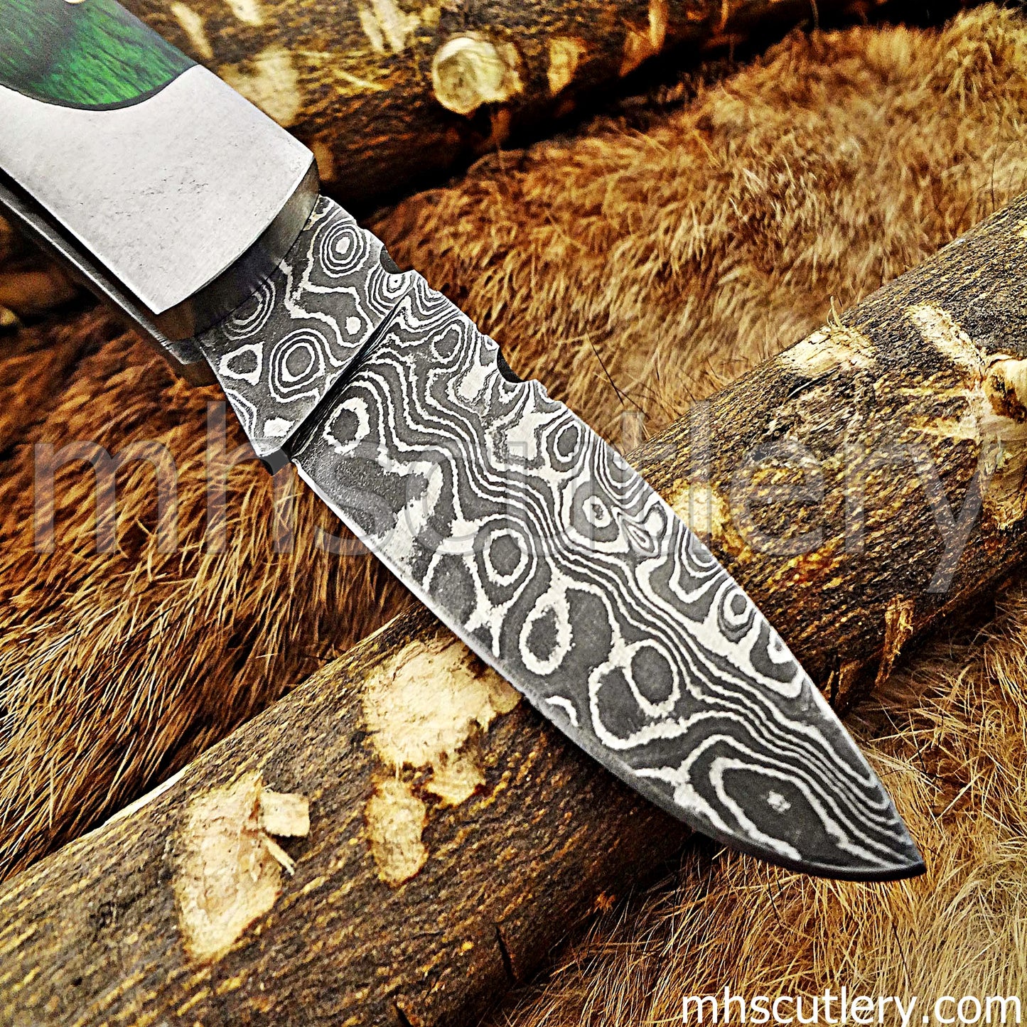 Damascus Steel Mini EDC Folding Knife | mhscutlery