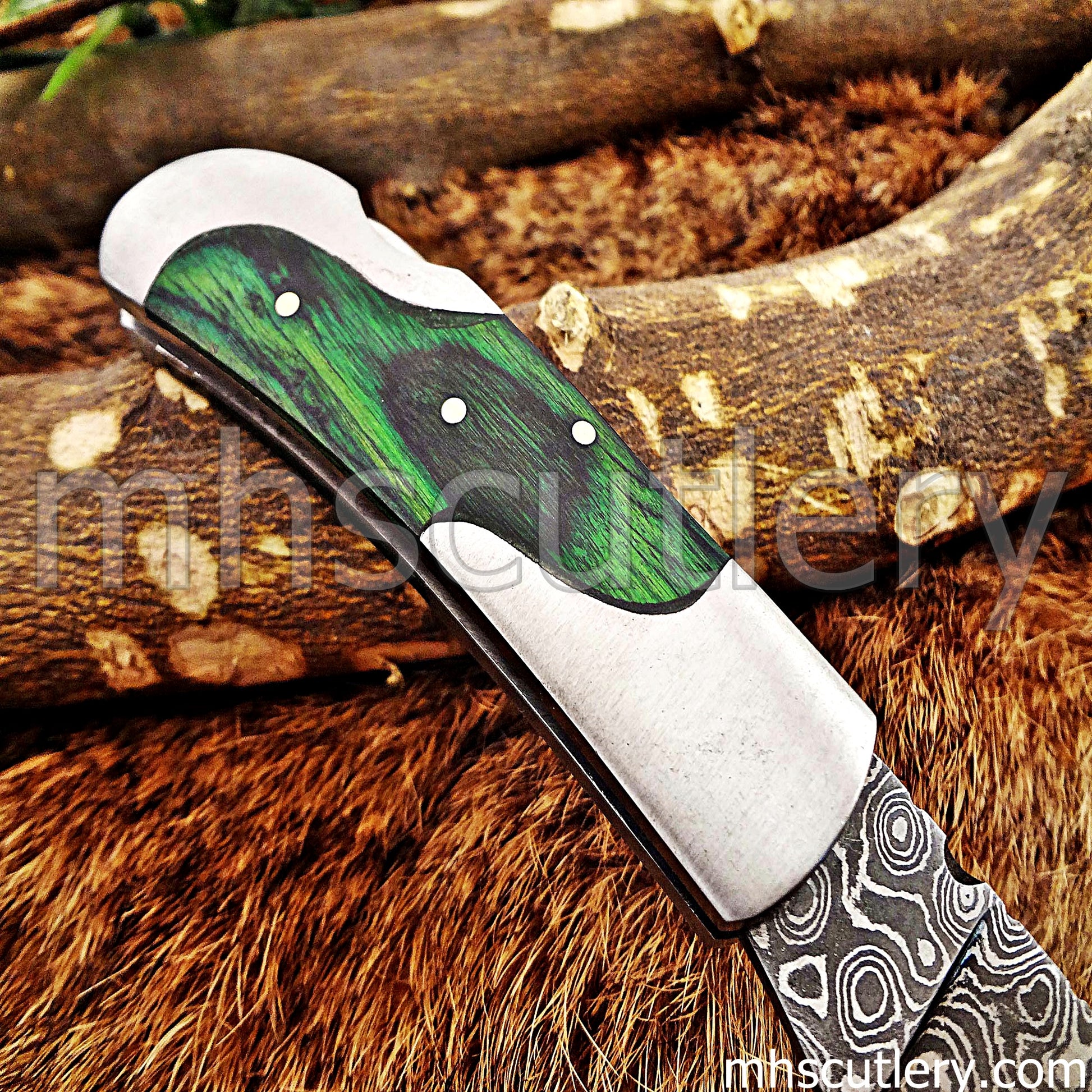 Damascus Steel Mini EDC Folding Knife | mhscutlery