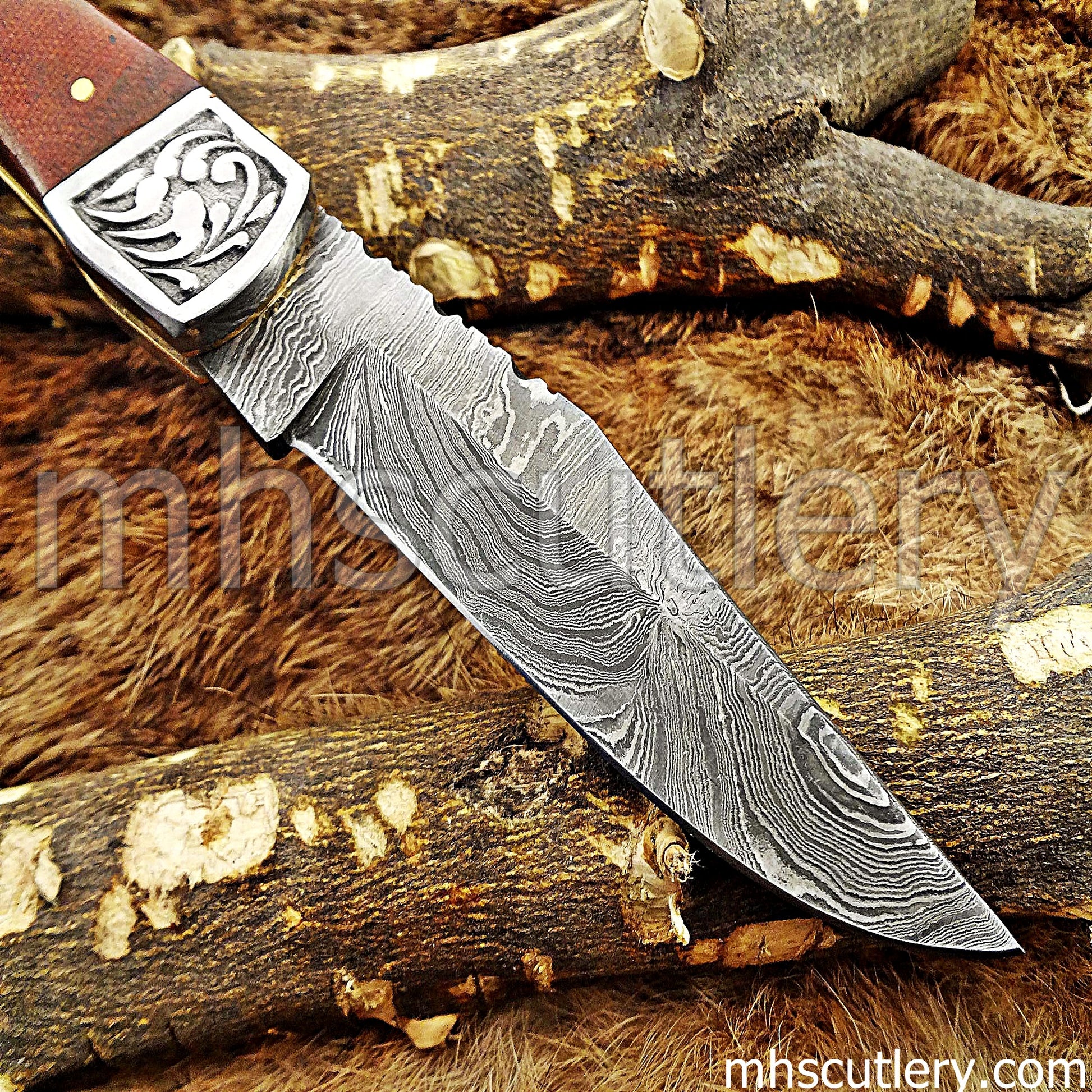 Custom Hand Forged Damascus Steel Traditional Folding Pocket Knife | mhscutlery