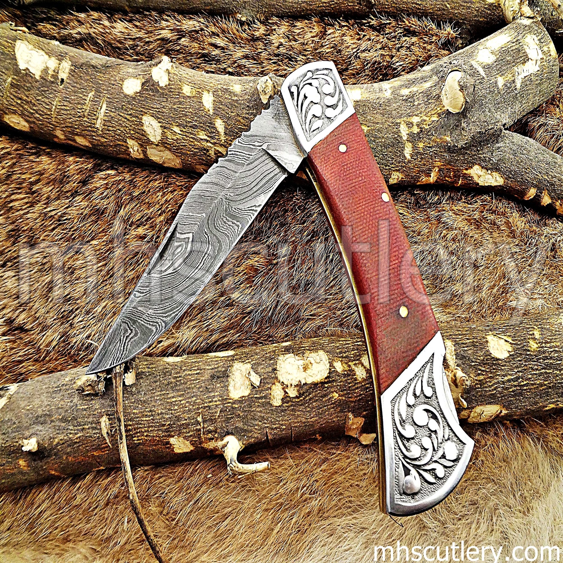 Custom Hand Forged Damascus Steel Traditional Folding Pocket Knife | mhscutlery