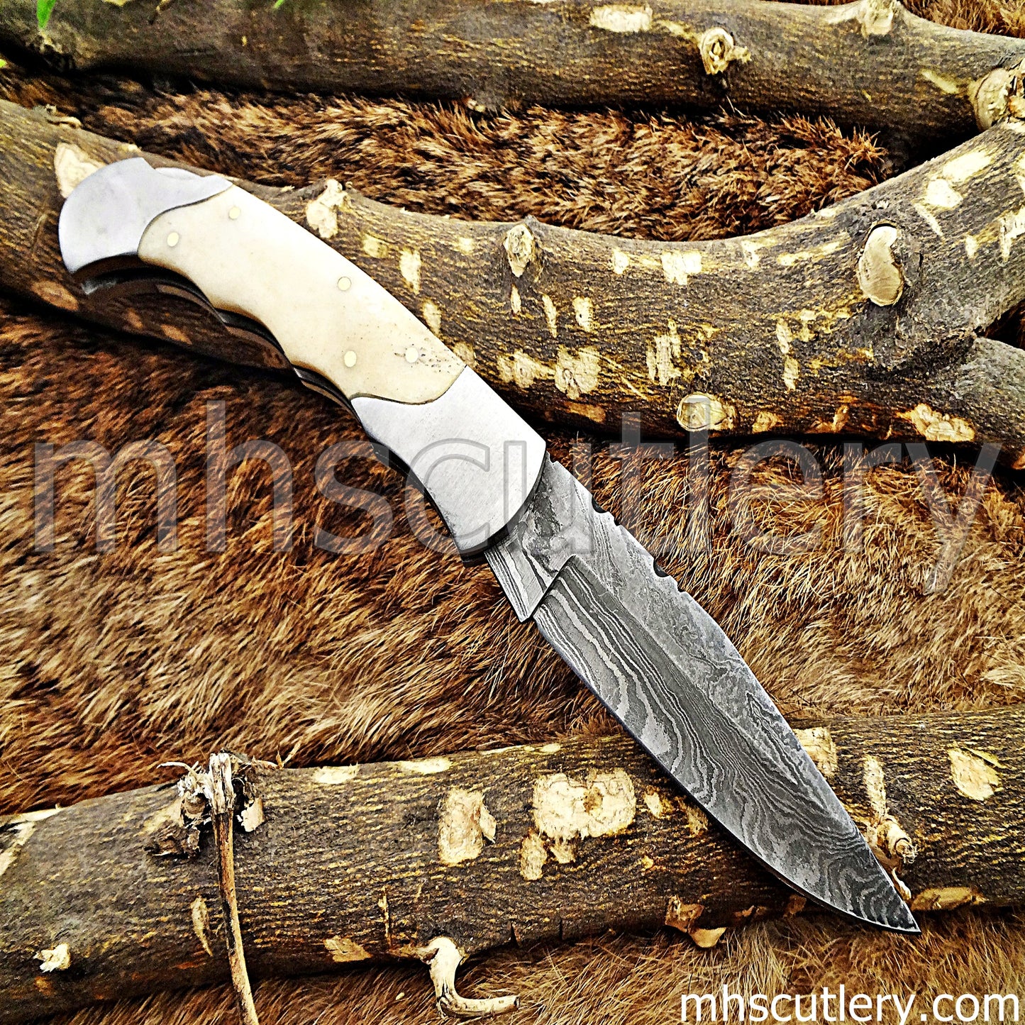 Handmade Damascus Steel Classic Folding Knife | mhscutlery