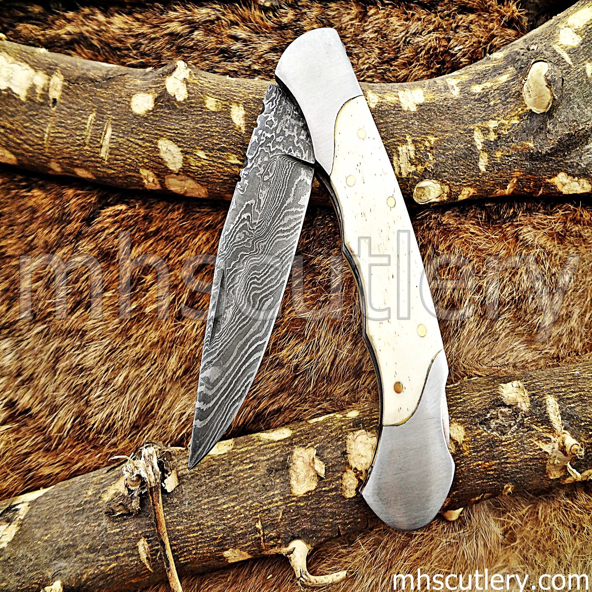 Handmade Damascus Steel Classic Folding Knife | mhscutlery