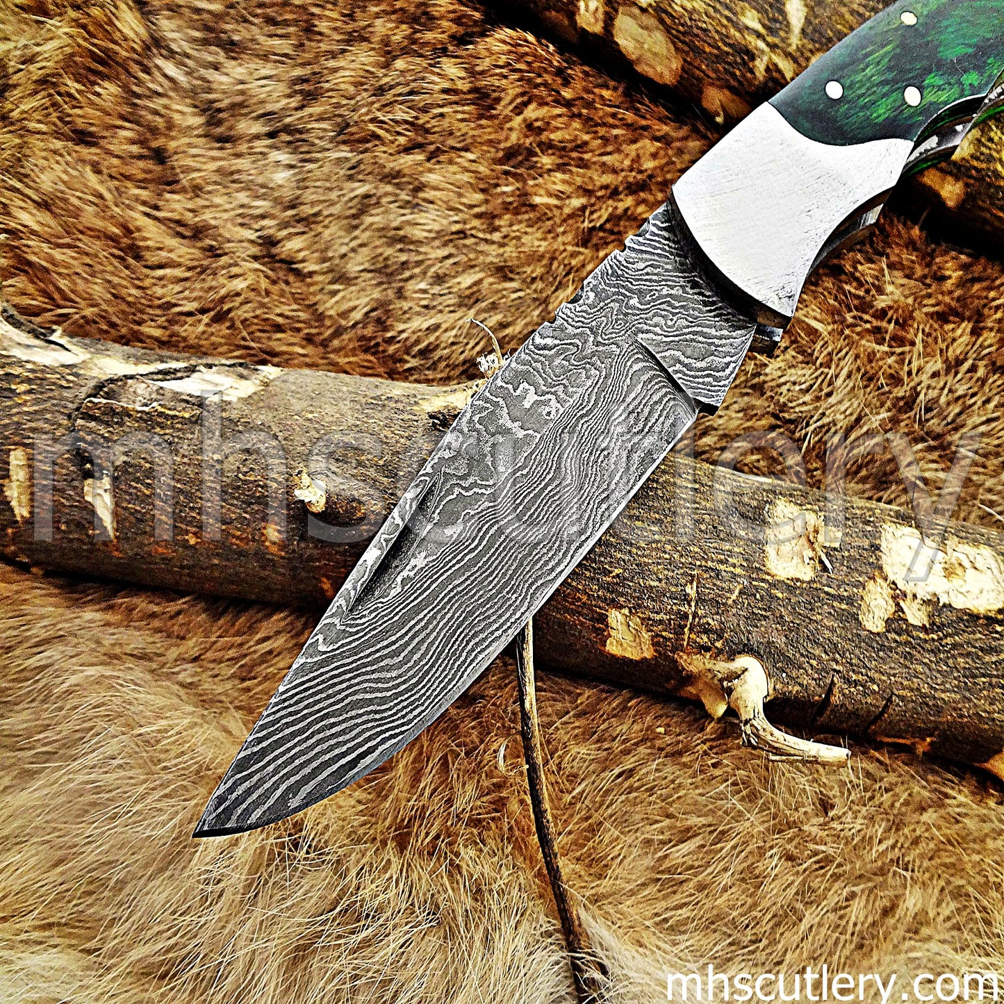 Handmade Damascus Steel Folding Knife | mhscutlery