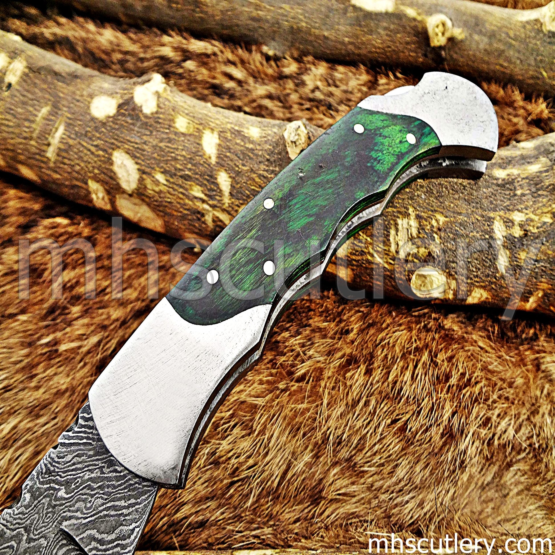 Handmade Damascus Steel Folding Knife | mhscutlery