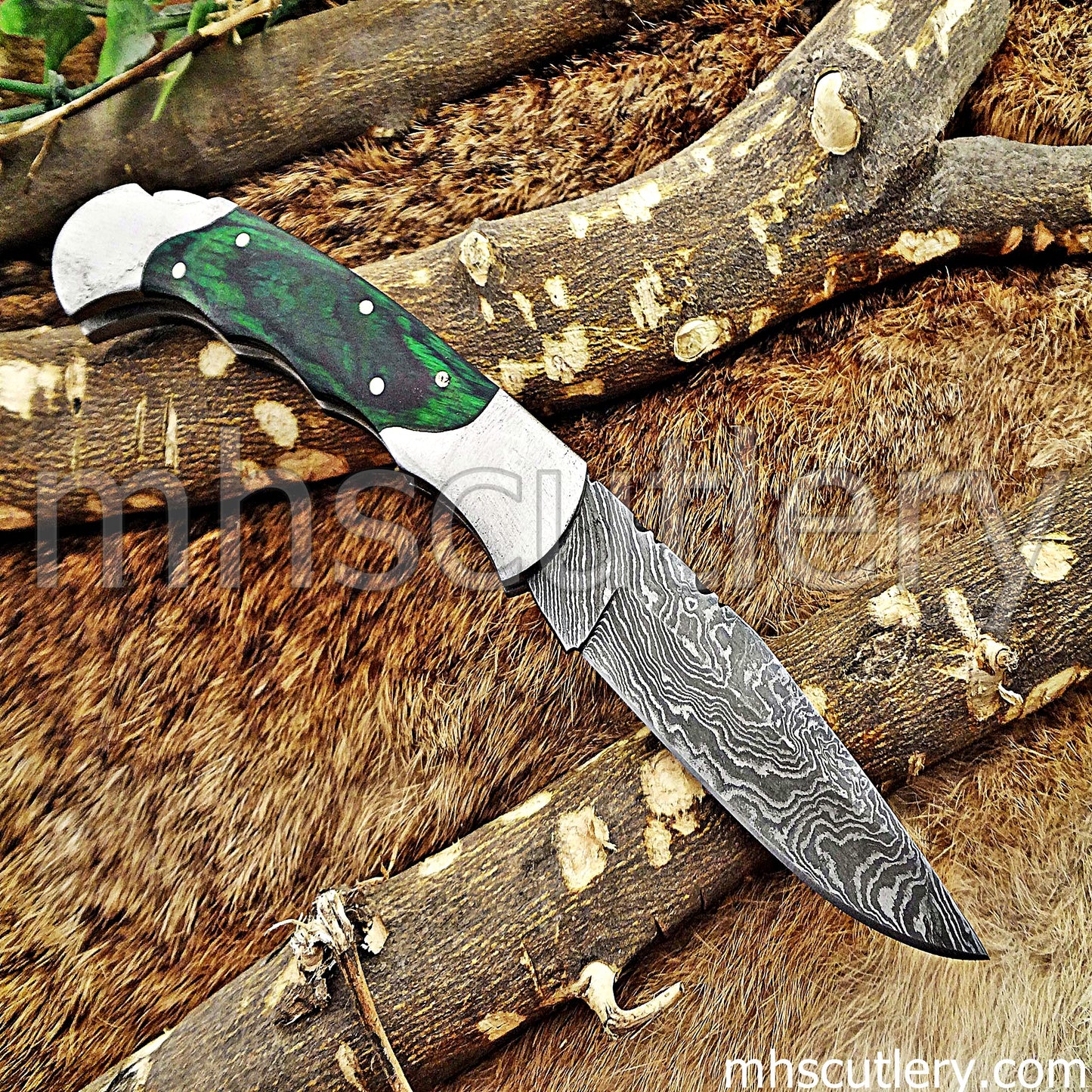 Handmade Damascus Steel Folding Knife | mhscutlery