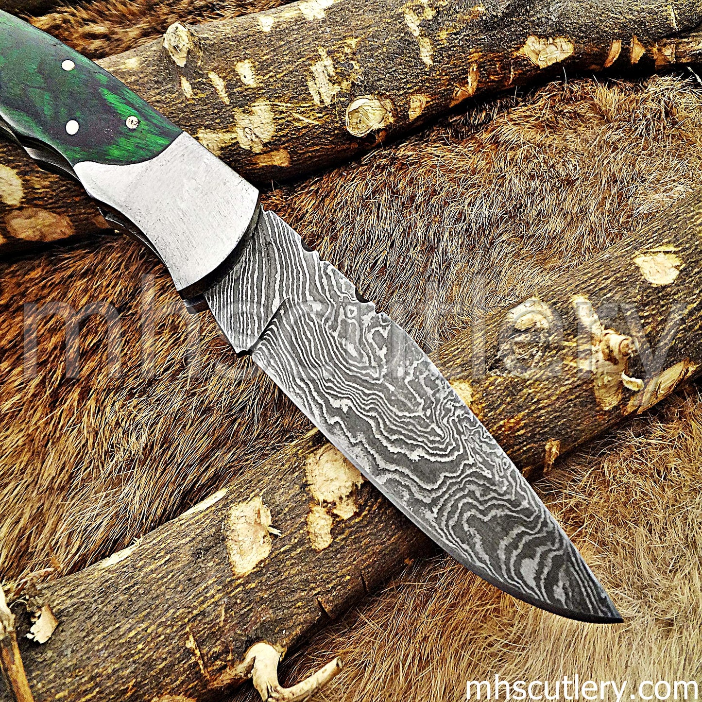 Handmade Damascus Steel Folding Knife | mhscutlery
