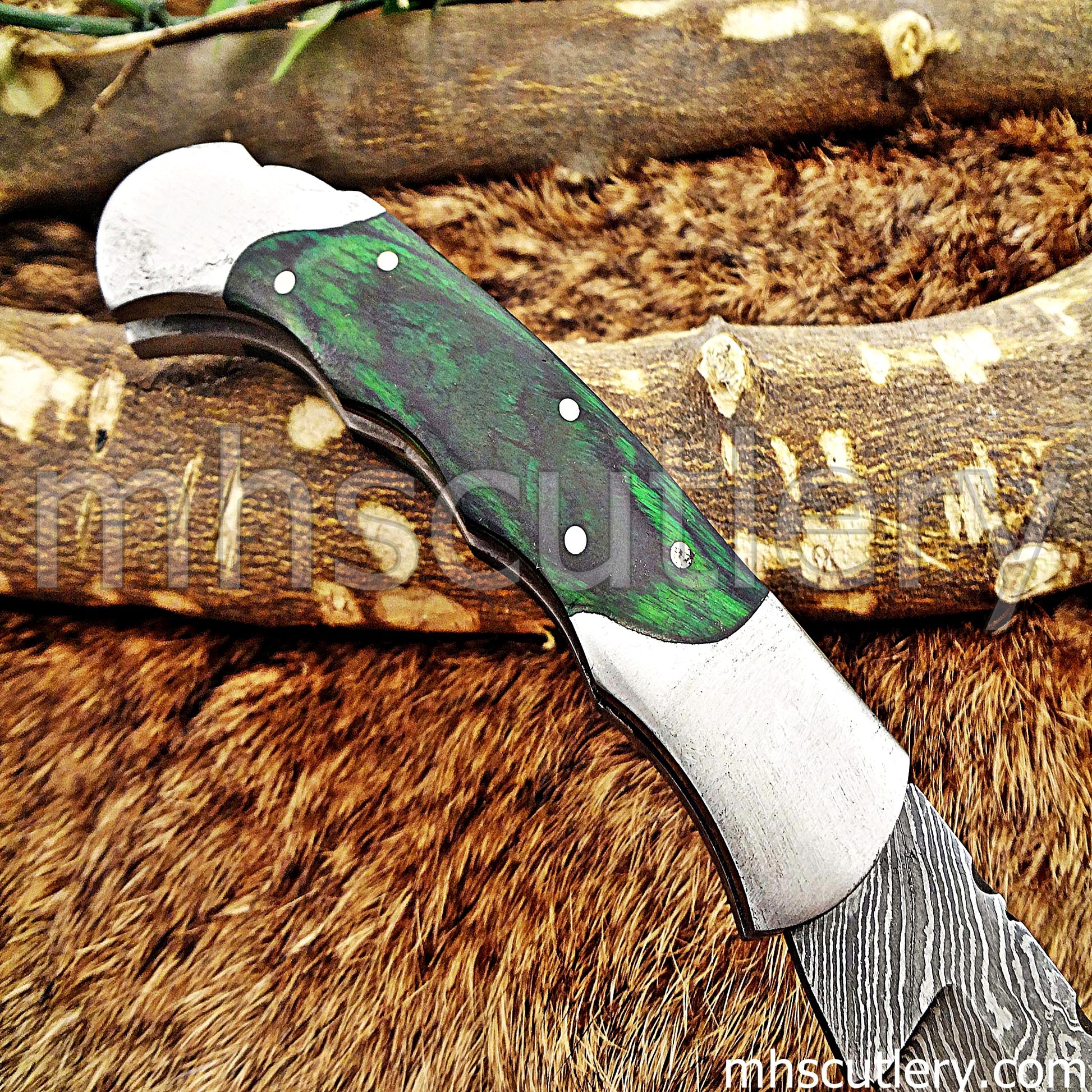 Handmade Damascus Steel Folding Knife | mhscutlery