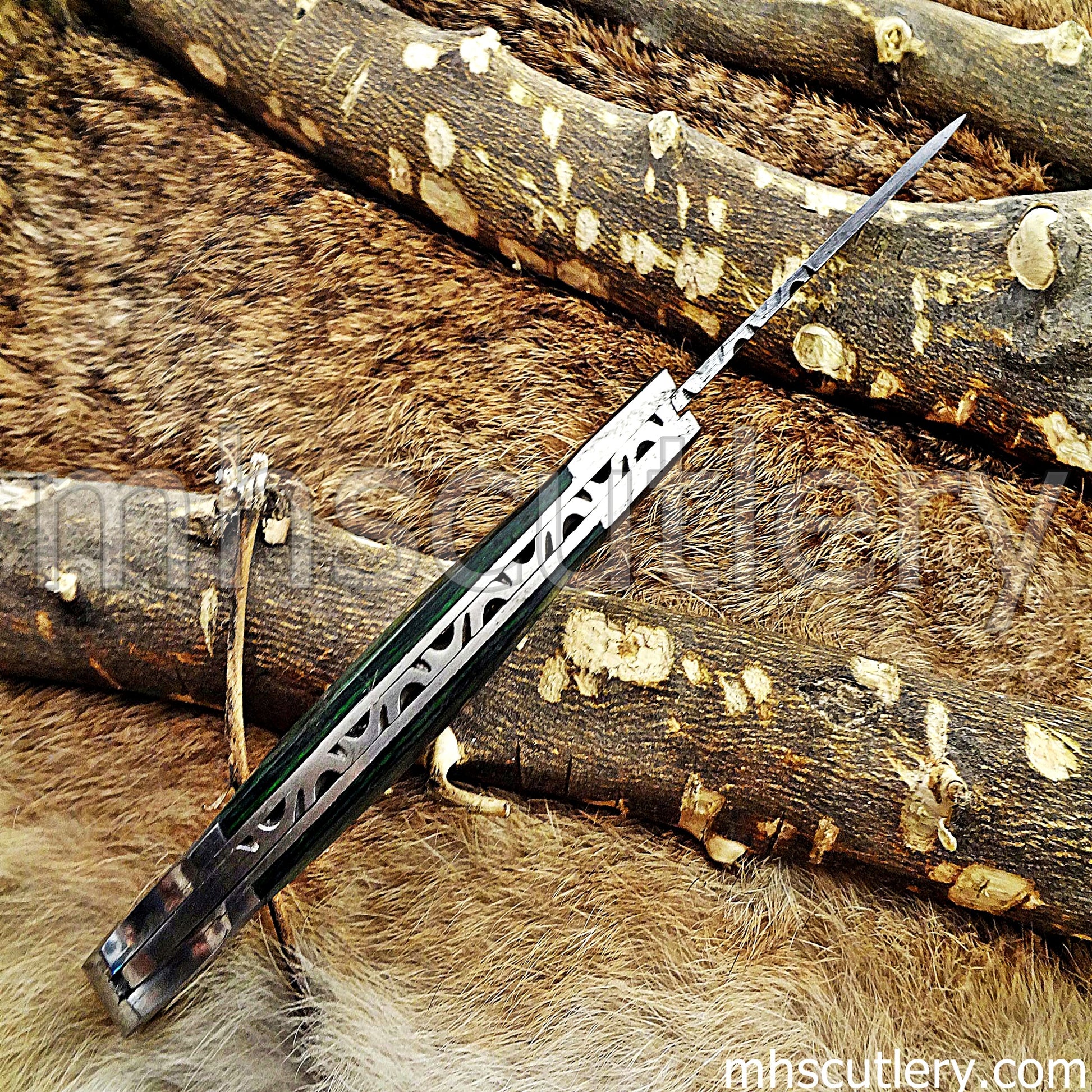 Handmade Damascus Steel Folding Knife | mhscutlery
