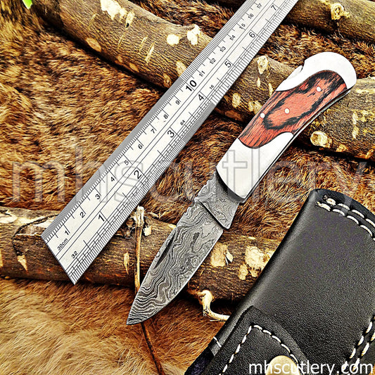 Hand Forged Damascus Steel Mini Pocket EDC | mhscutlery