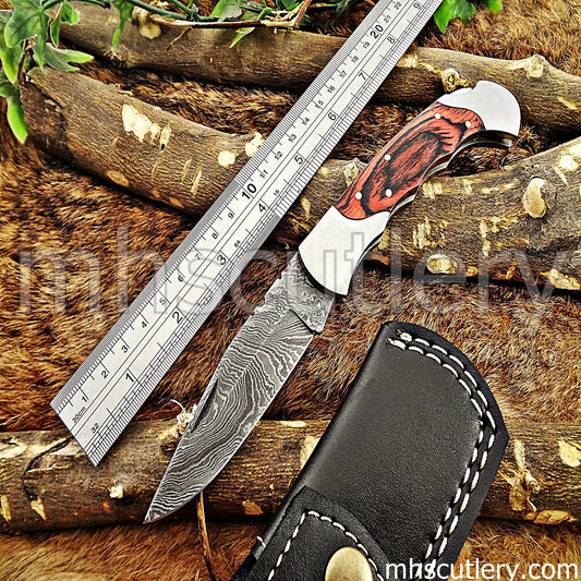 Damascus Steel Classic Pocket Knife | mhscutlery