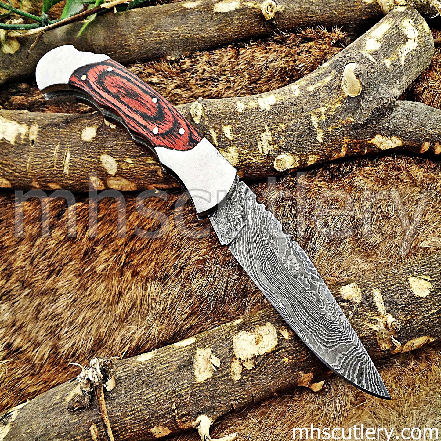 Damascus Steel Classic Pocket Knife | mhscutlery
