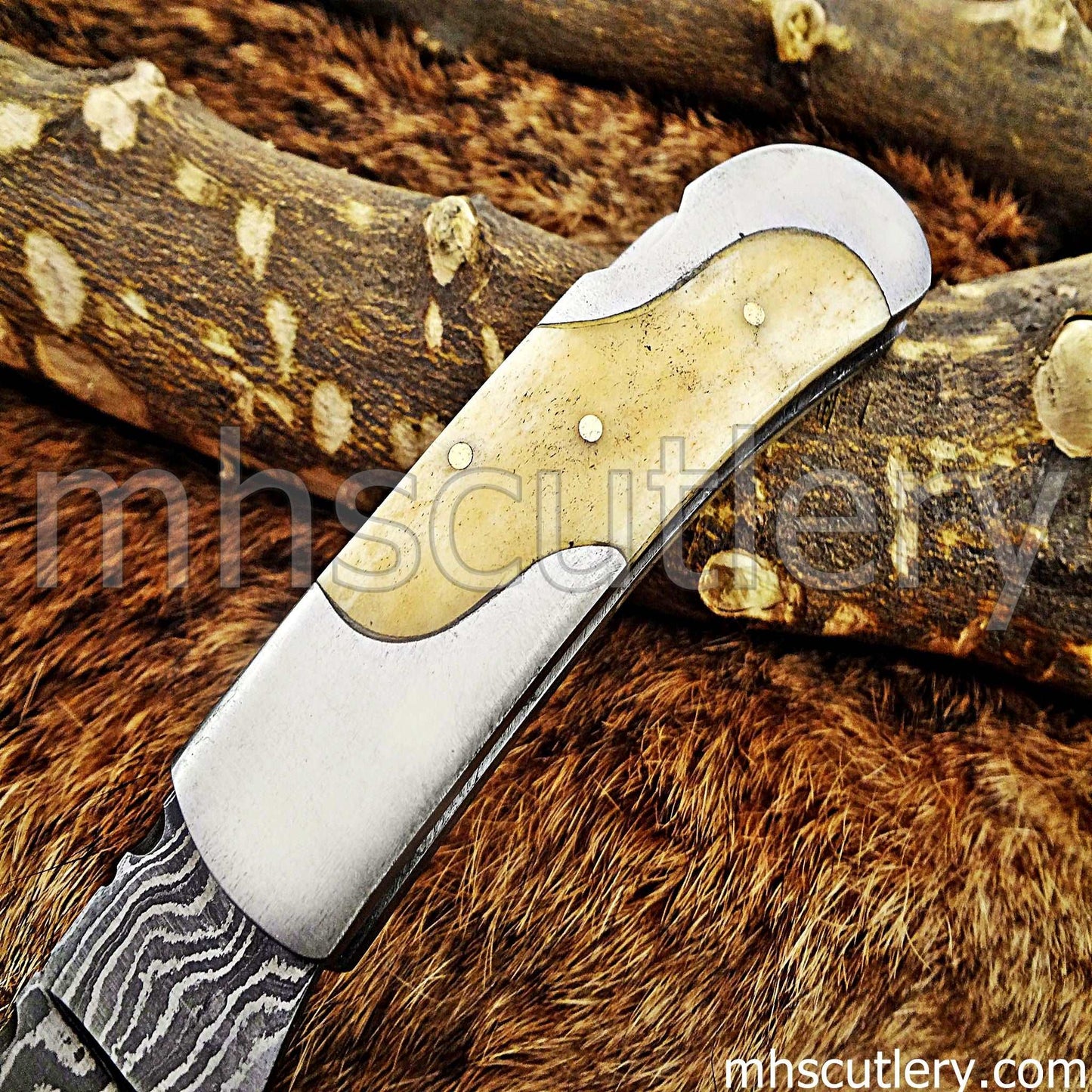 Custom Hand Forged Damascus Steel Mini Folding Pocket Knife | mhscutlery