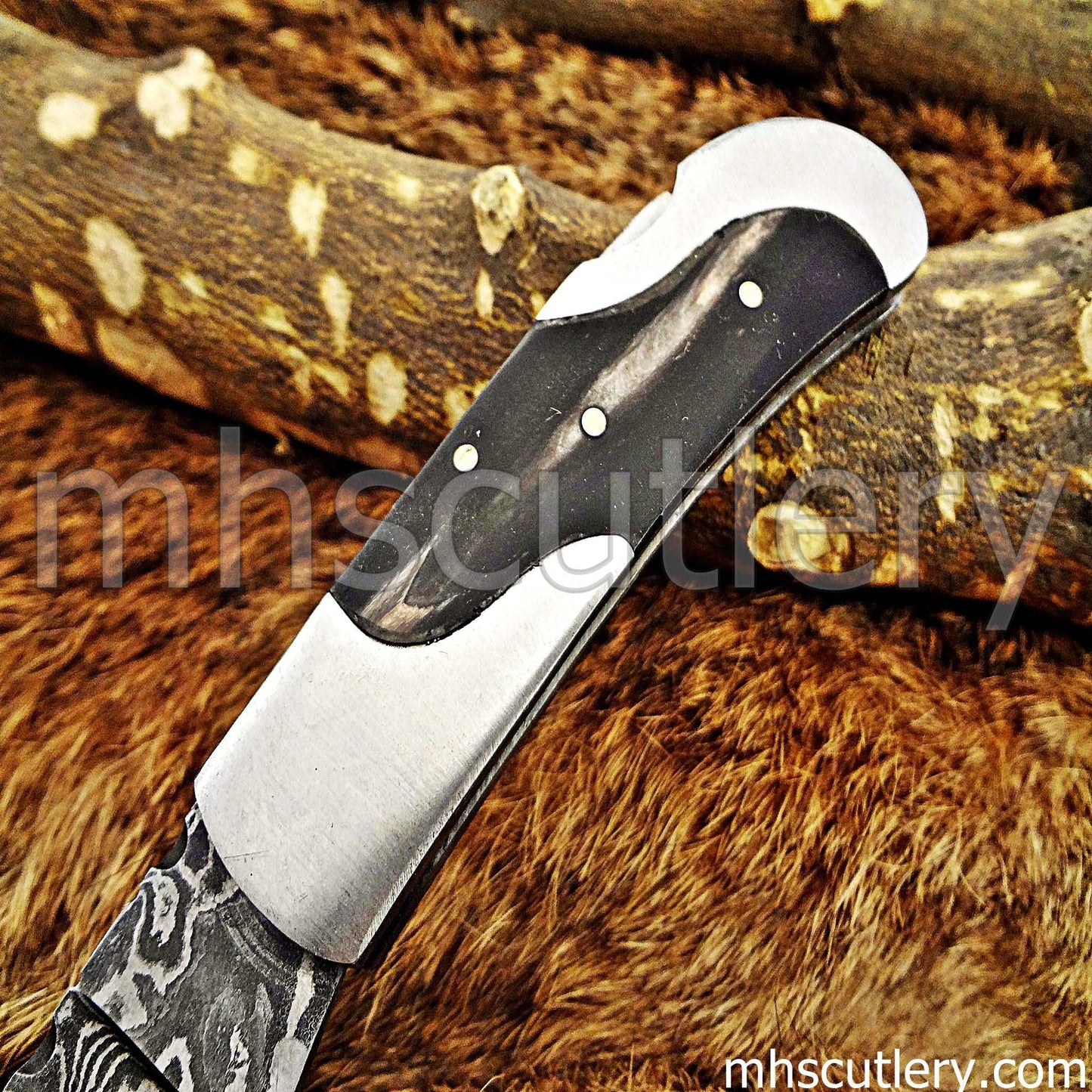 Custom Hand Forged Damascus Steel Pocket EDC Knife | mhscutlery