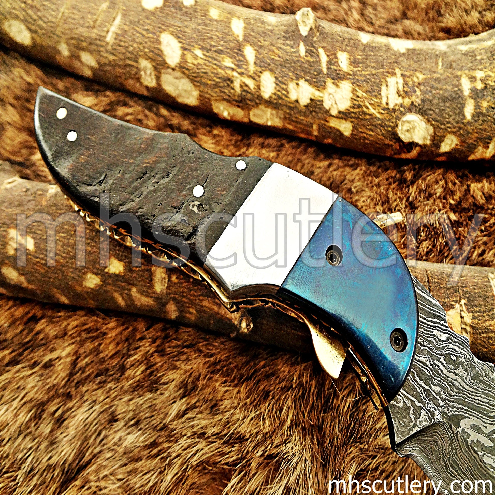Damascus Steel Folding Karambit Pocket Knife | mhscutlery