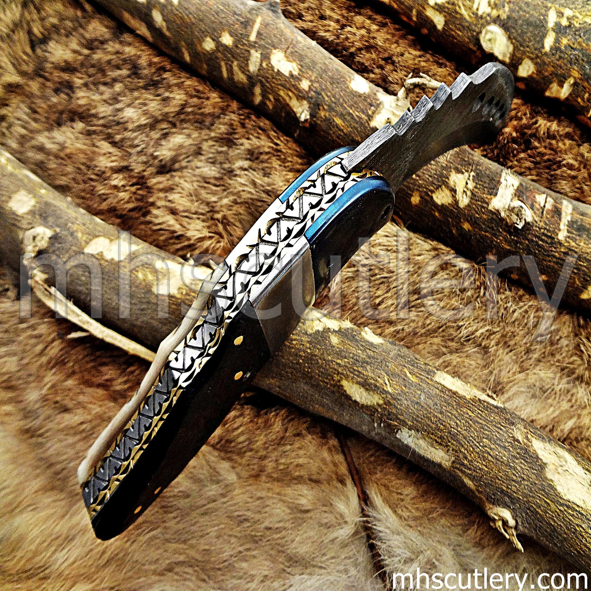 Damascus Steel Folding Karambit Pocket Knife | mhscutlery