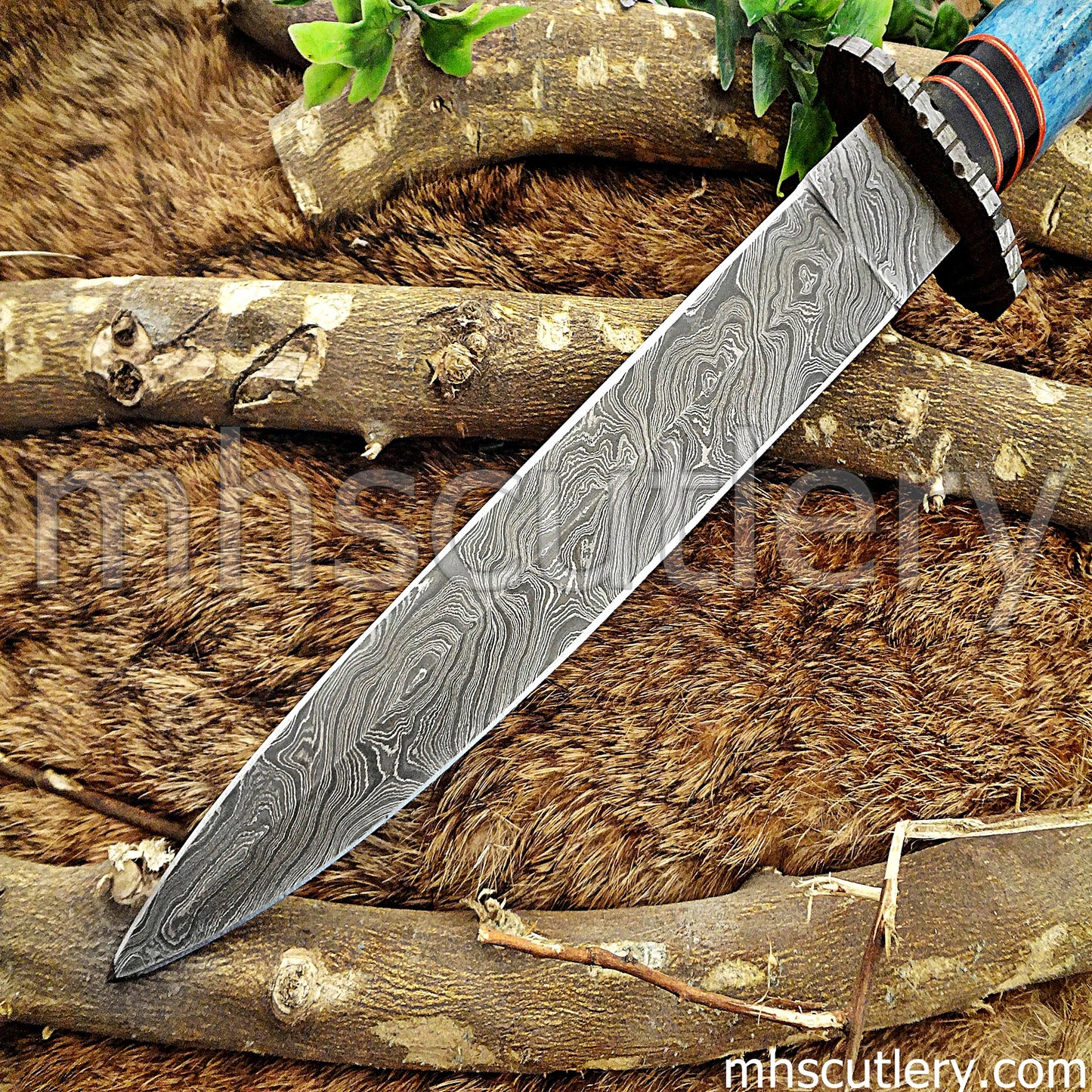 Hand Forged Damascus Steel Combat Dagger Knife | mhscutlery