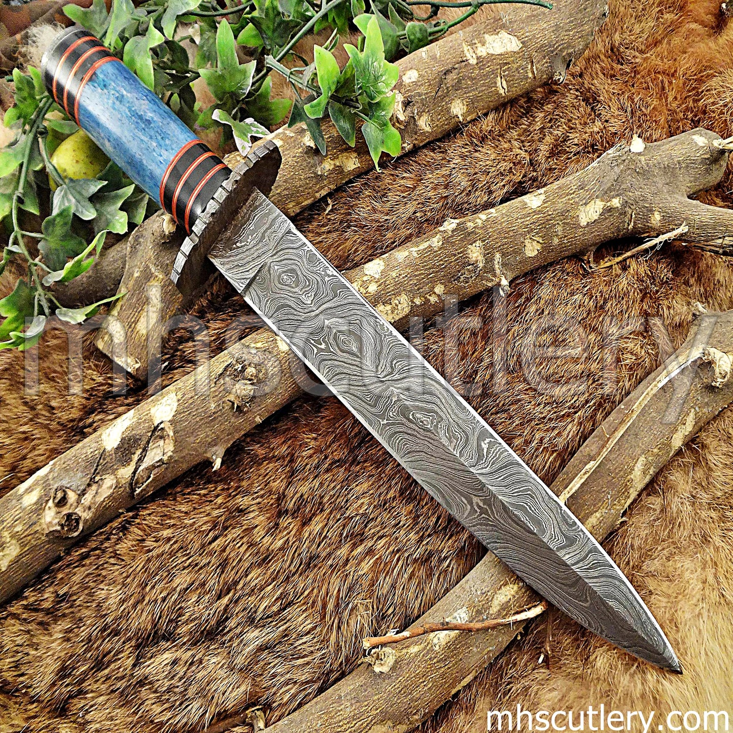 Hand Forged Damascus Steel Combat Dagger Knife | mhscutlery