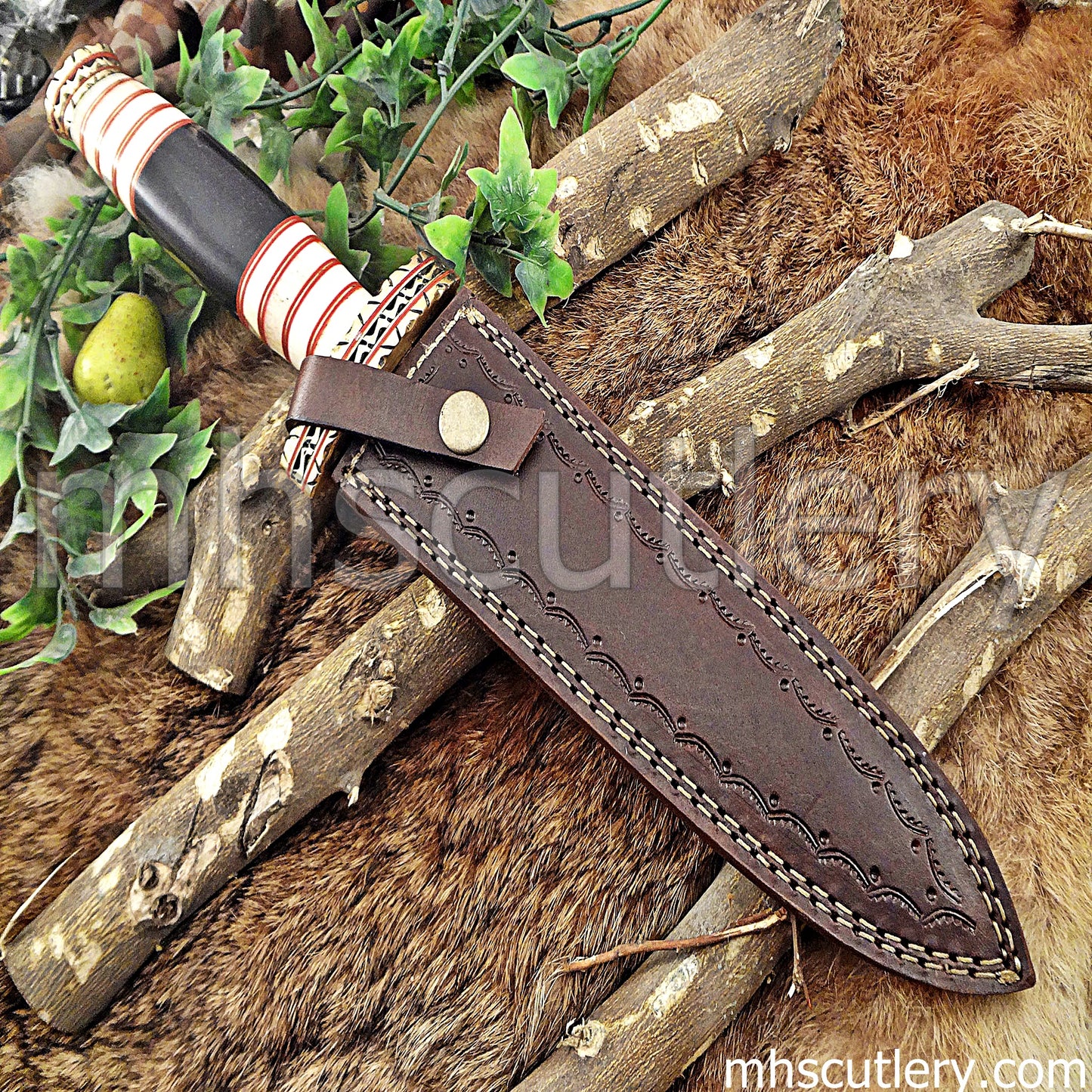 Custom Handmade Damascus Steel Spartan Dagger Knife | mhscutlery