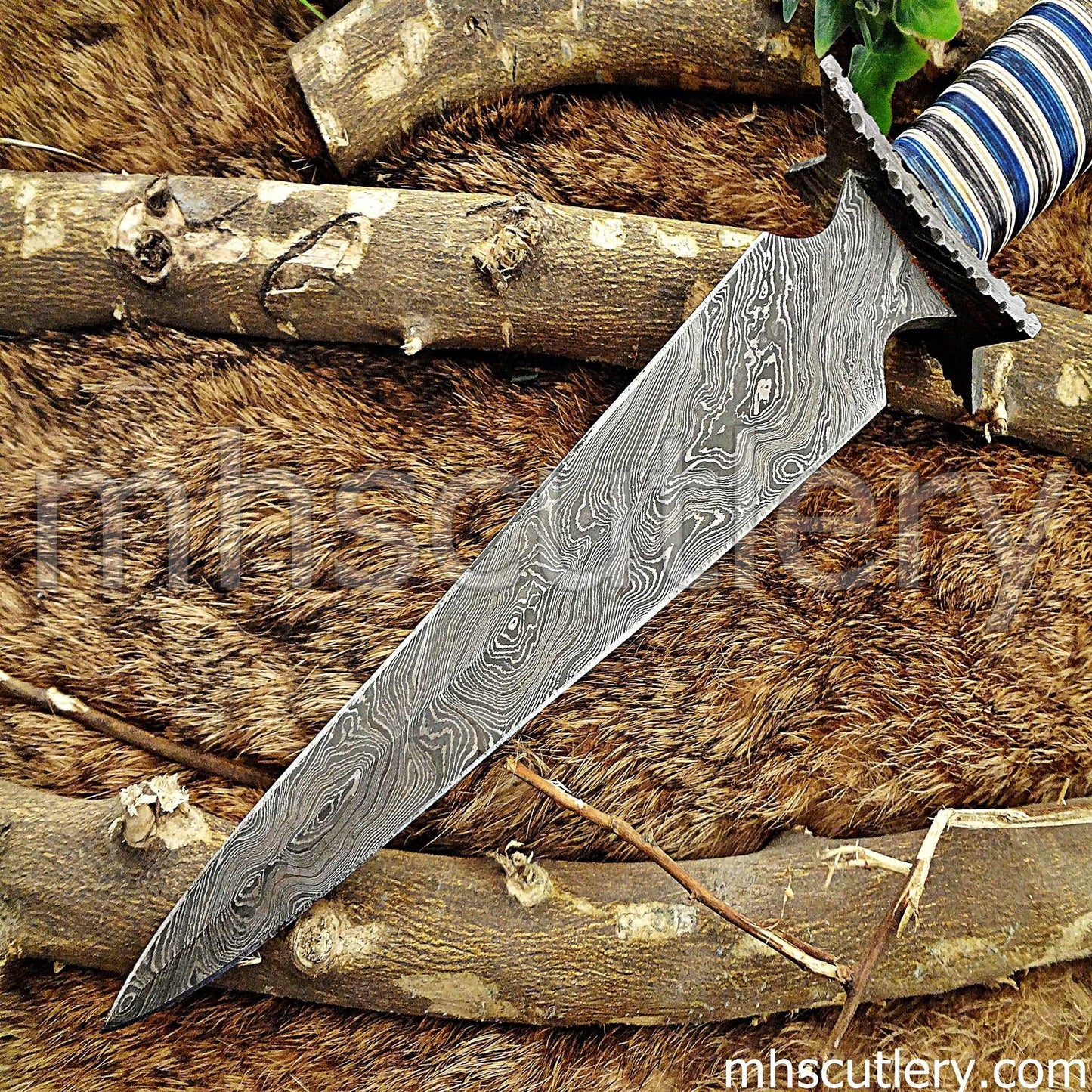 Custom Hand Forged Damascus Steel Survival Dagger | mhscutlery