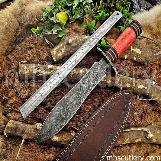 Custom Hand Forged Damascus Steel Hunters Dagger | mhscutlery
