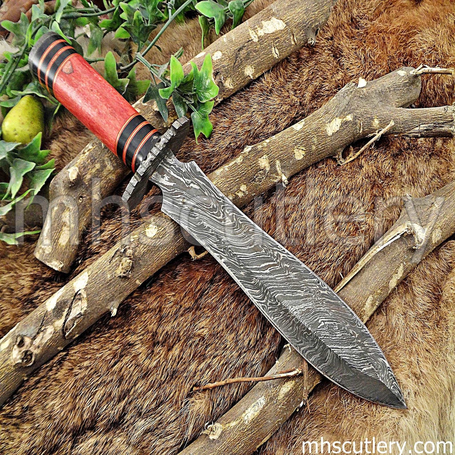 Custom Hand Forged Damascus Steel Hunters Dagger | mhscutlery