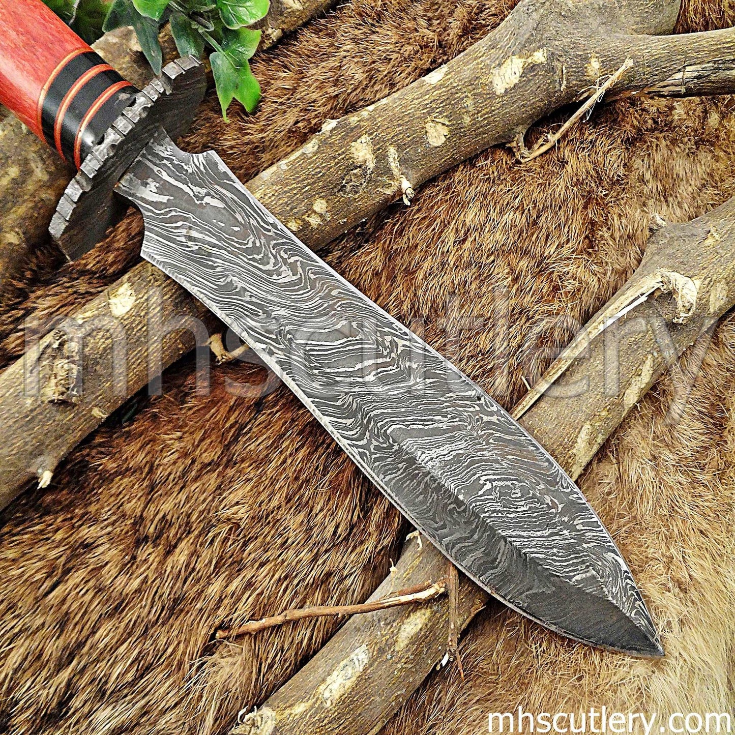 Custom Hand Forged Damascus Steel Hunters Dagger | mhscutlery