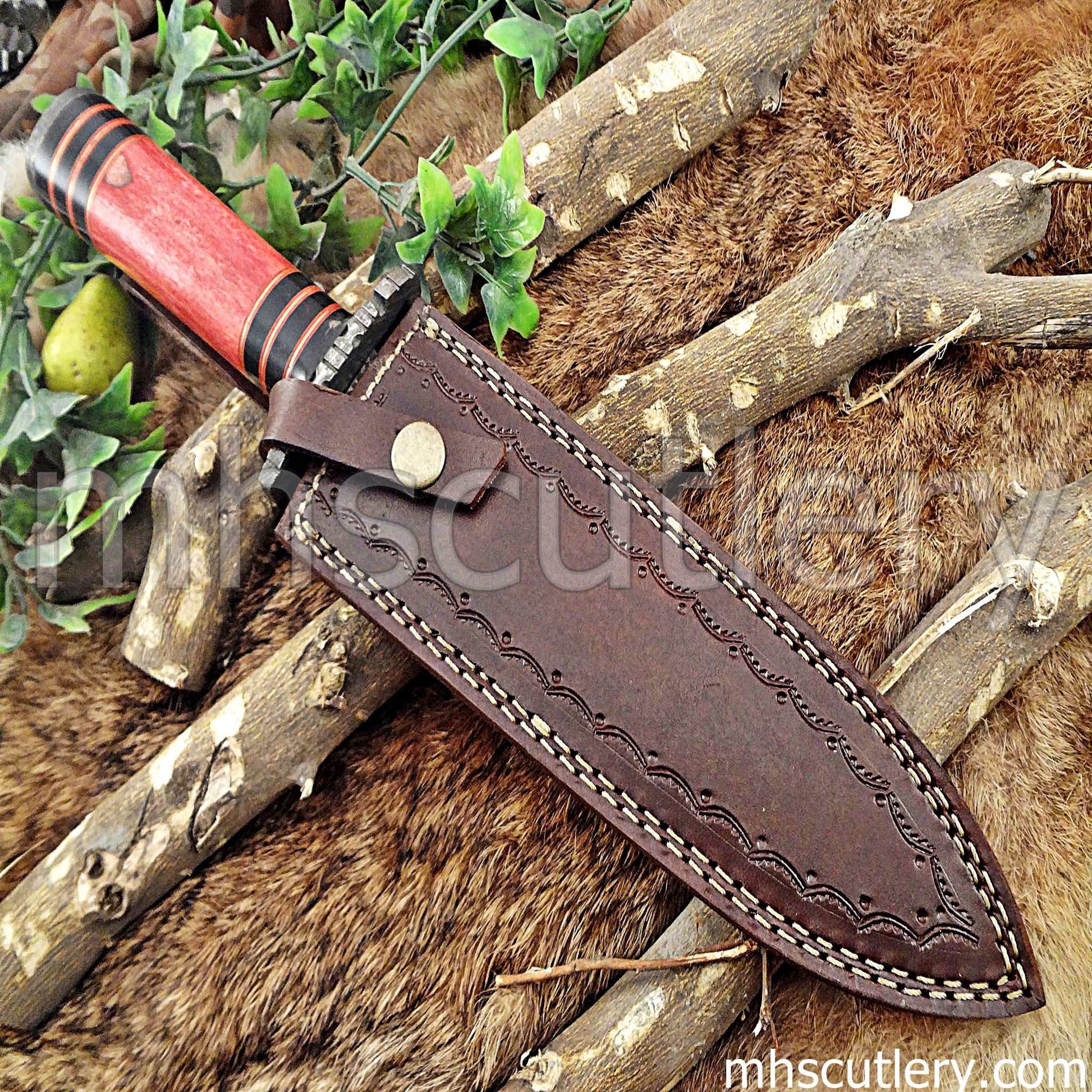 Custom Hand Forged Damascus Steel Hunters Dagger | mhscutlery