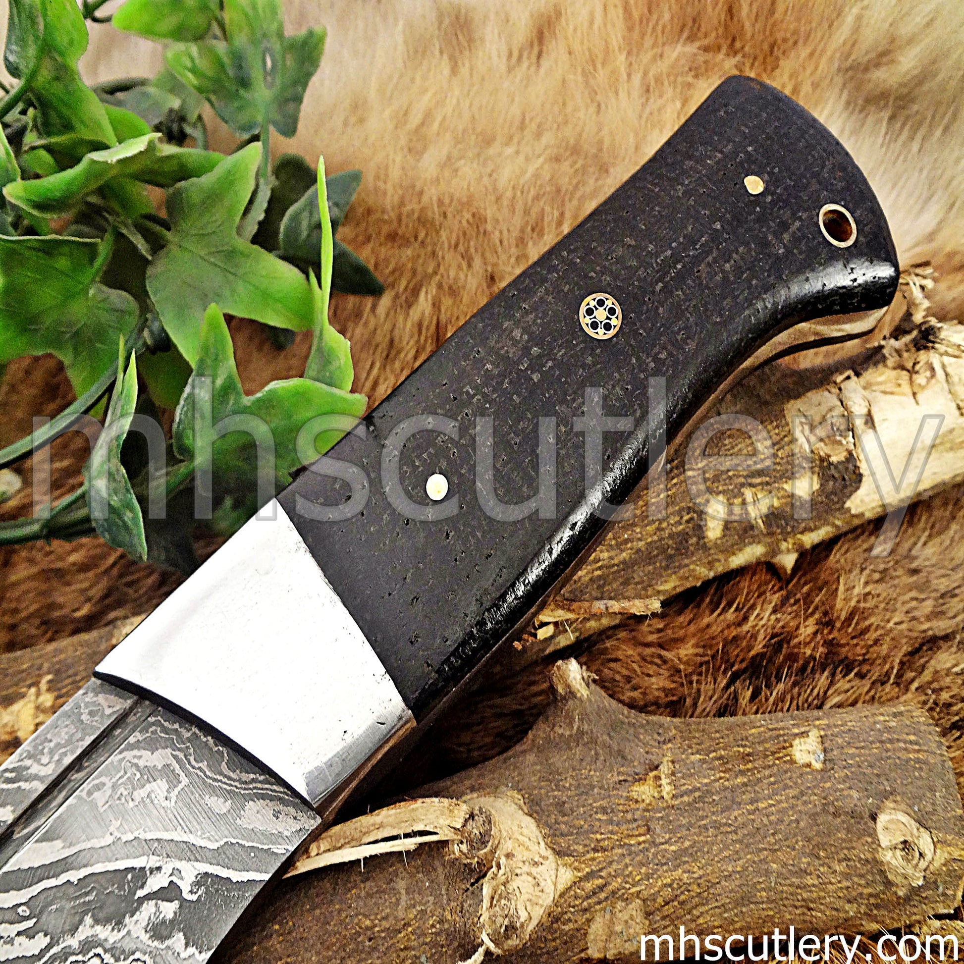 Damascus Steel Kukri Machete Knife / Bull Horn Handle | mhscutlery